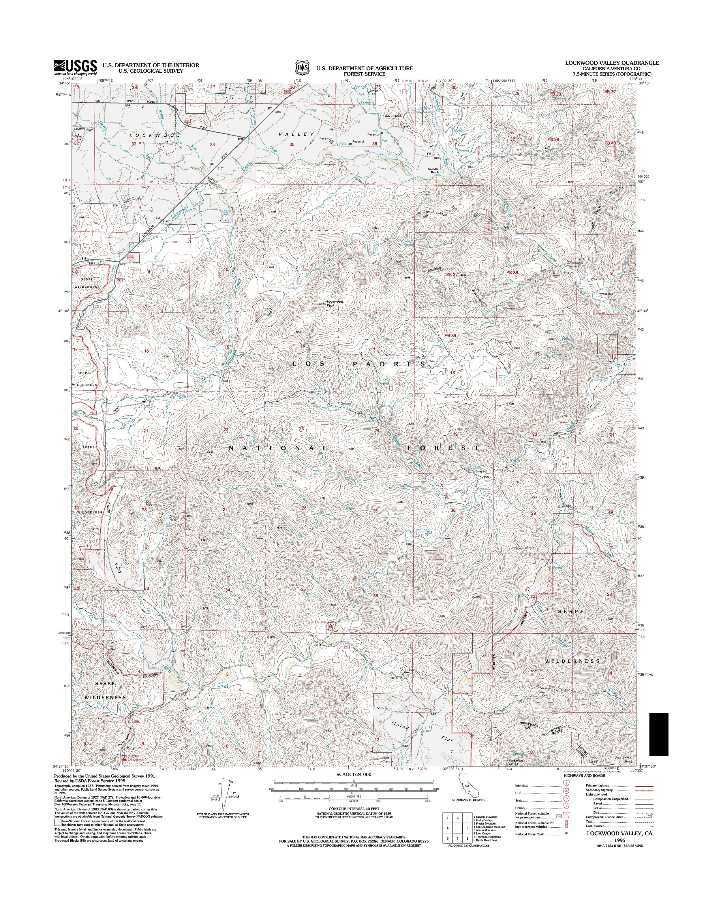 Lockwood Valley Topography Map