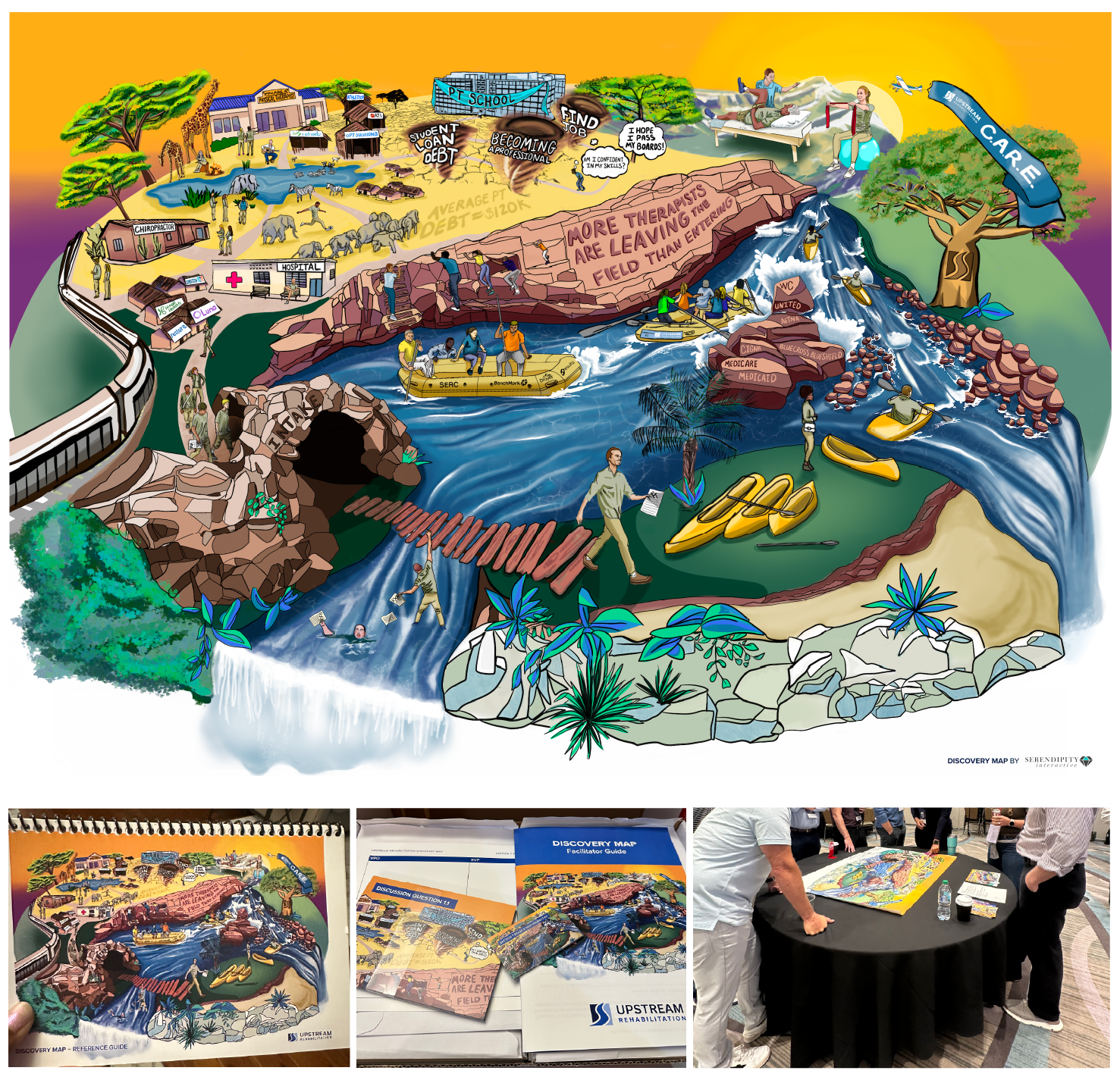 Corporate Training Board Game and Collateral Illustration and Design (Upstream Rehabilitation/Serendipity Interactive)