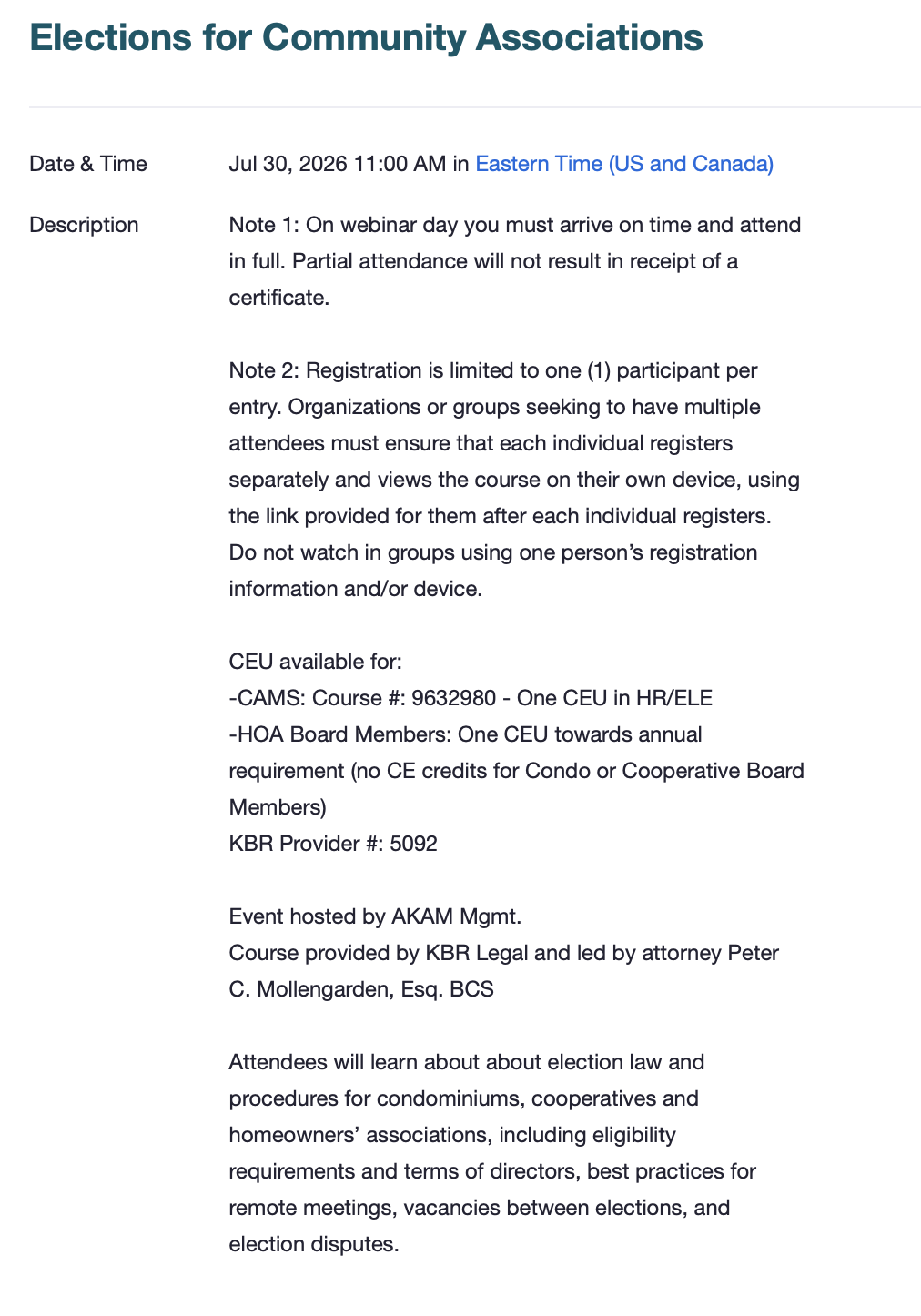 Elections for Community Associations