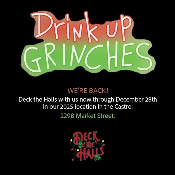 Deck the Halls Bar is back for the holiday season at 2298 Market Street in the Castro &mdash; serving festive cocktails and over-the-top holiday cheer now through December 28th! Come sip, sparkle, and celebrate. 🎄🎅🎁
#DeckTheHallsBar #SanFranciscoH