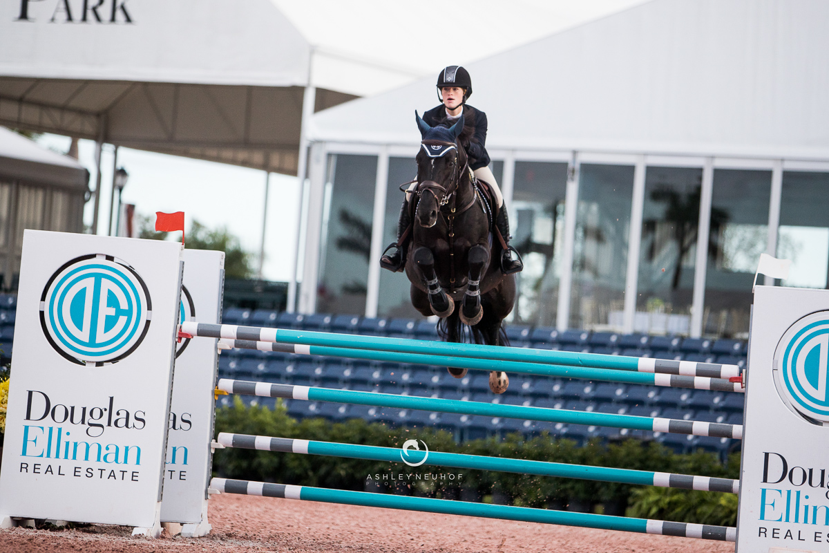Jenn Gates and Pacific des Essarts at Winter Equestrian Festival 2019. Photo by Ashley Neuhof Photography.