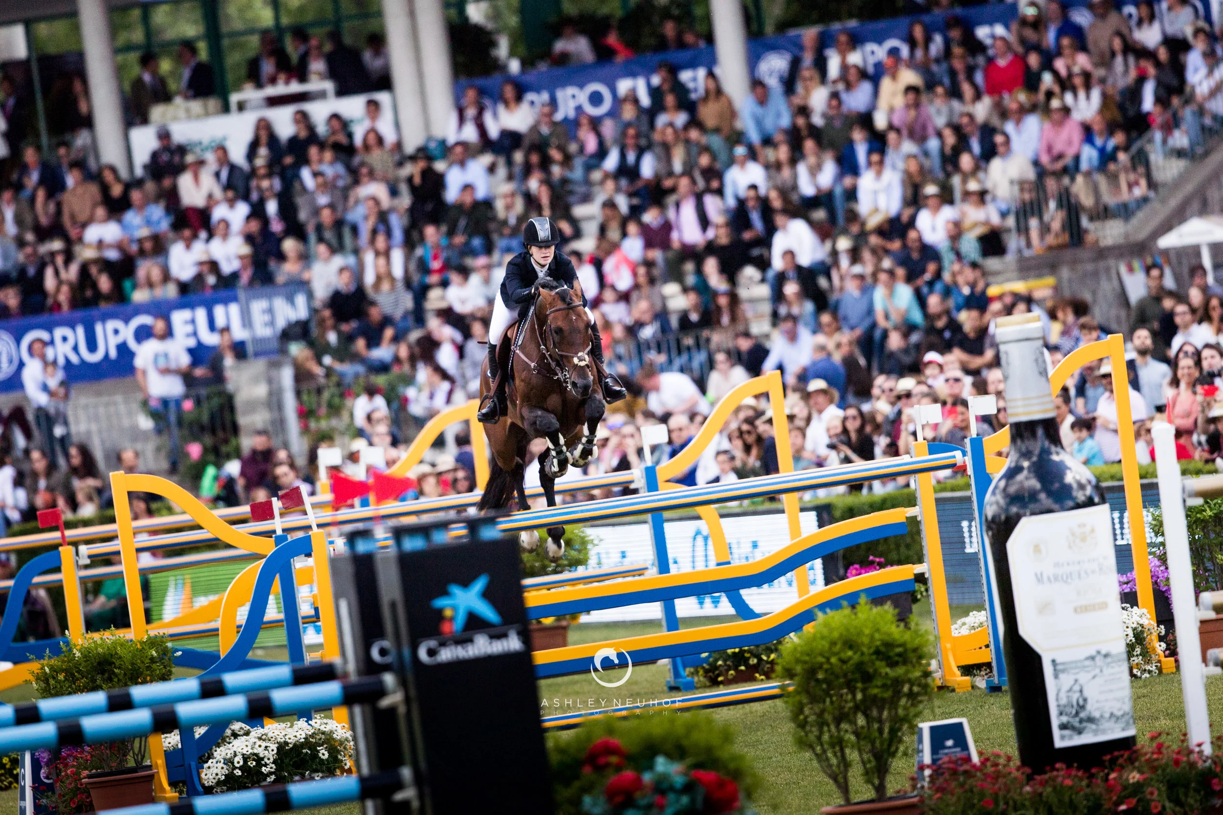 Jenn Gates and Capital Colnardo at Longines Global Champions Tour of Madrid 2019. Photo by Ashley Neuhof Photography.