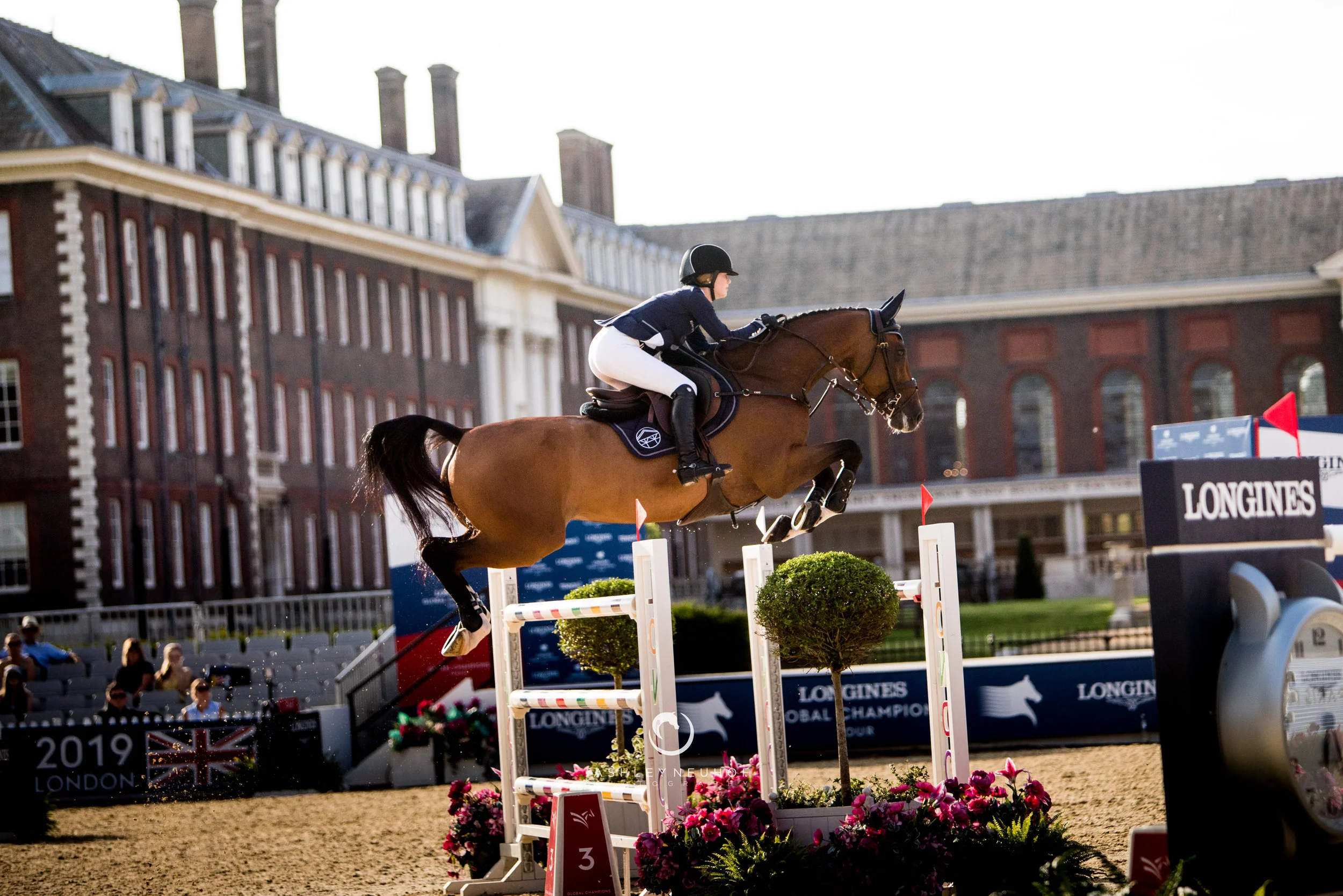 Jenn Gates and Monaco at Global Champions League of London 2019. Photo by Ashley Neuhof Photography.