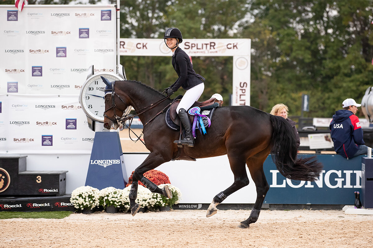 Jenn Gates and Dolinn at Longines FEI World Cup™ Jumping- Columbus CSI3* 2019. Photo by Winslow Photography LLC.