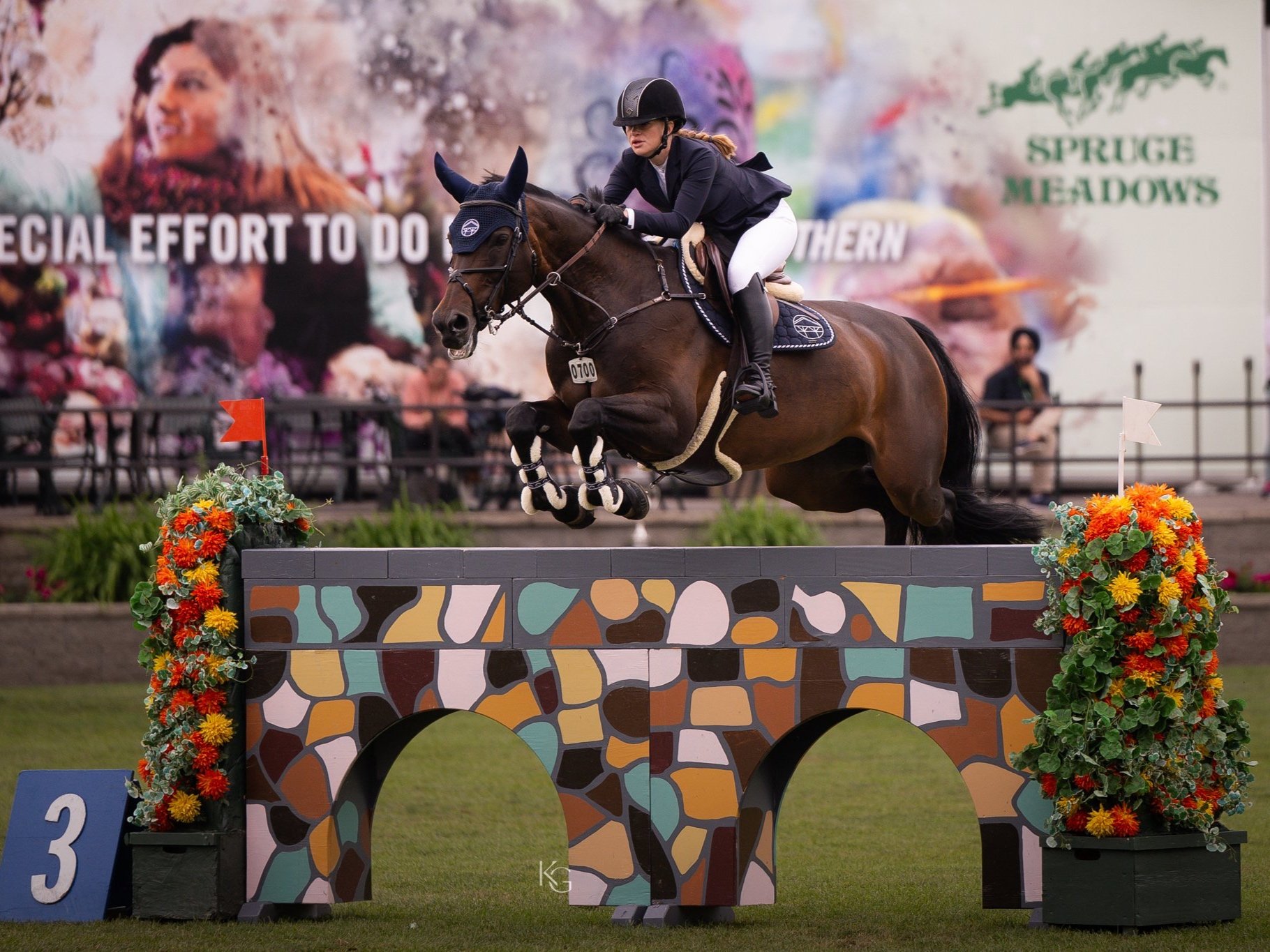  Jennifer Gates Nassar riding Dolinn at Spruce Meadows. Photo by © Kim Guadry. 