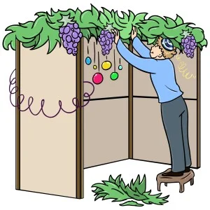 Kids' sukkah decorating