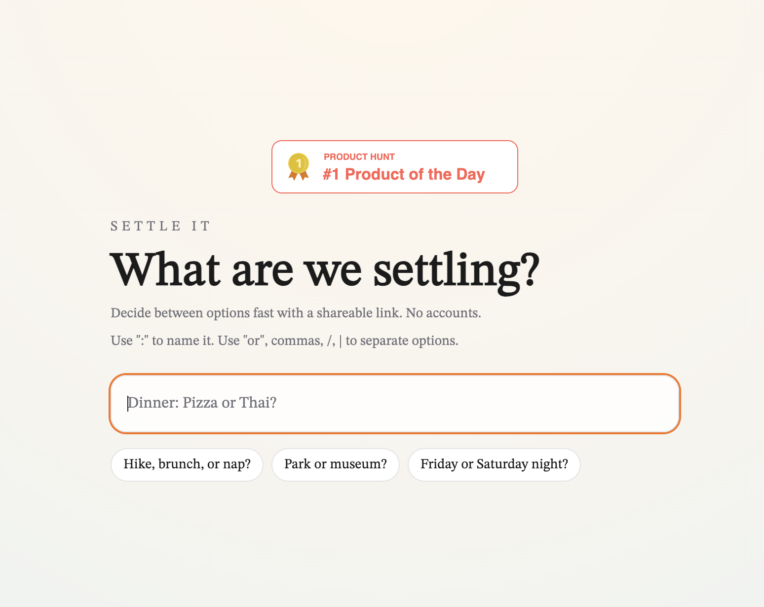 Product Hub : Settle It