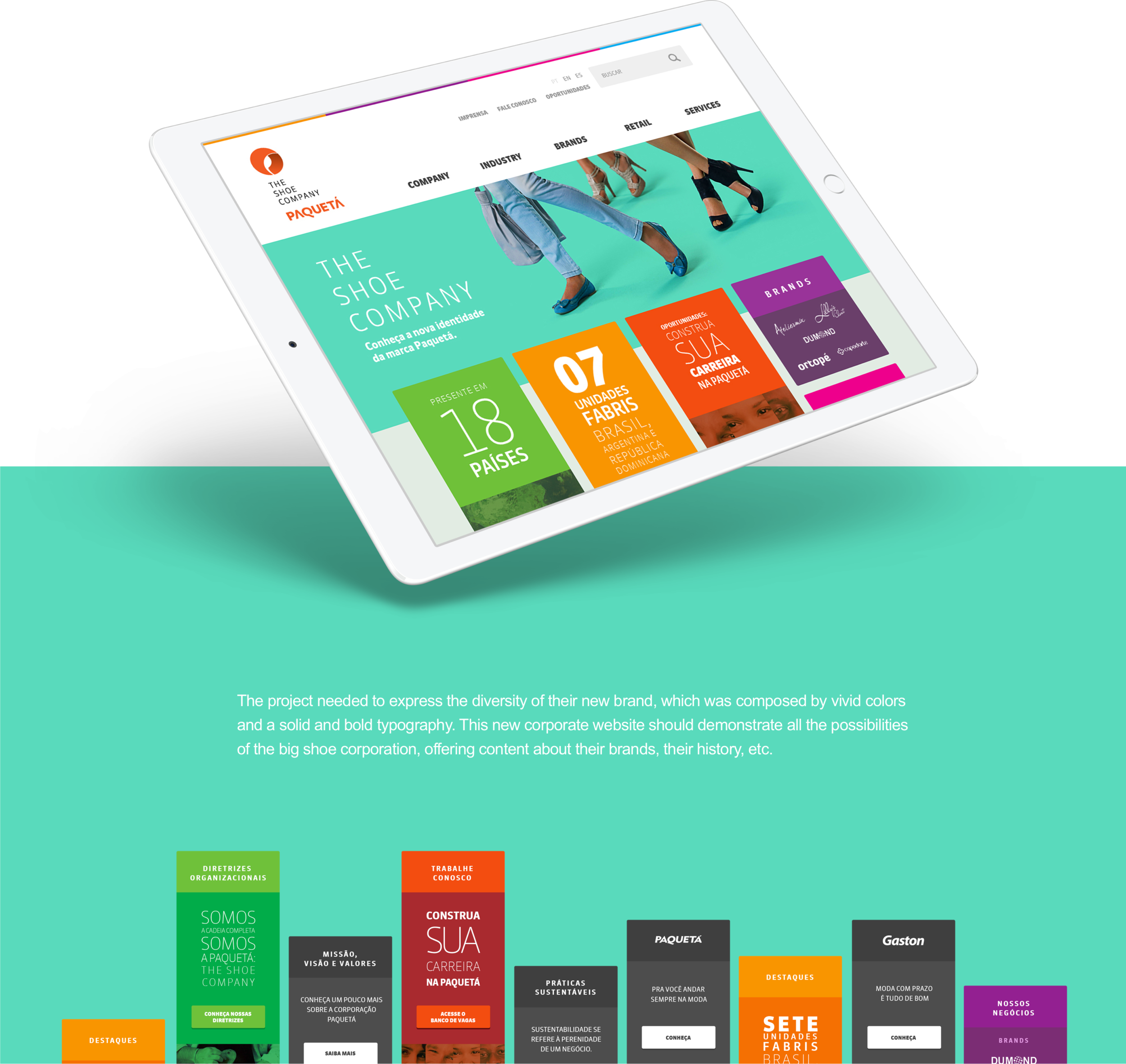 On top of their new brand identity, I developed a modular graphic language, that would be the perfect support to aggregate all their new corporate information. With this modular design structure they were able to show all the data in a more interesting way, keeping the identity very consistent and delivering a pleasant experience for their customers.