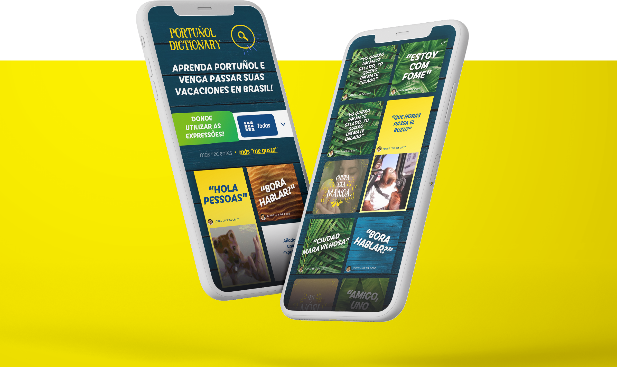 For the Brazilian Tourism Board 2018 summer campaign, Isobar Brazil created a whole campaign for teaching Portuñol to our summer guests, inviting them to learn this language in an easy and collaborative way. My role here was to design the “portuñol” dictionary, a website where users could learn portuñol expressions and add new "translated" words into it.