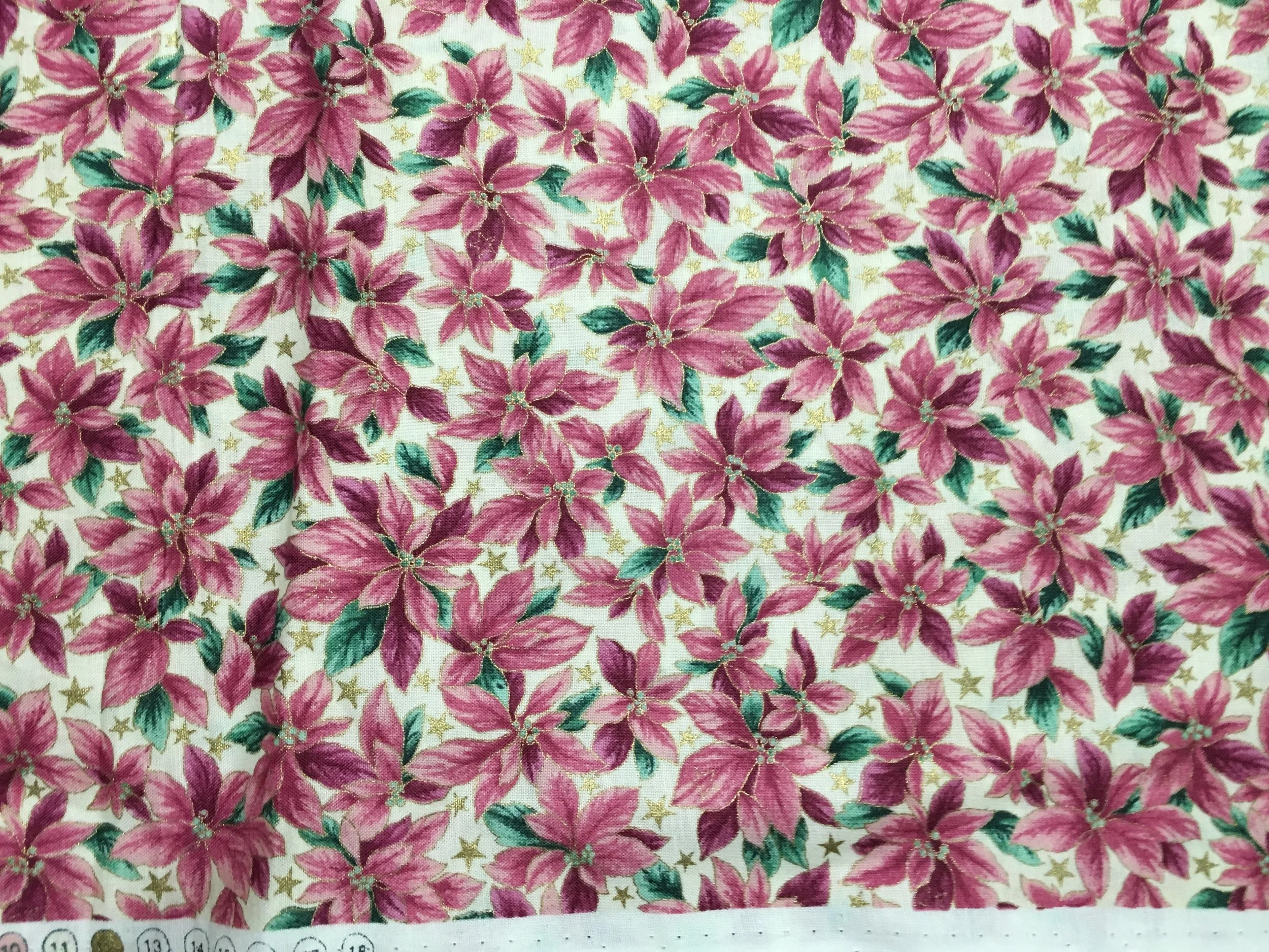 1/2 Yard Pink Poinsettias