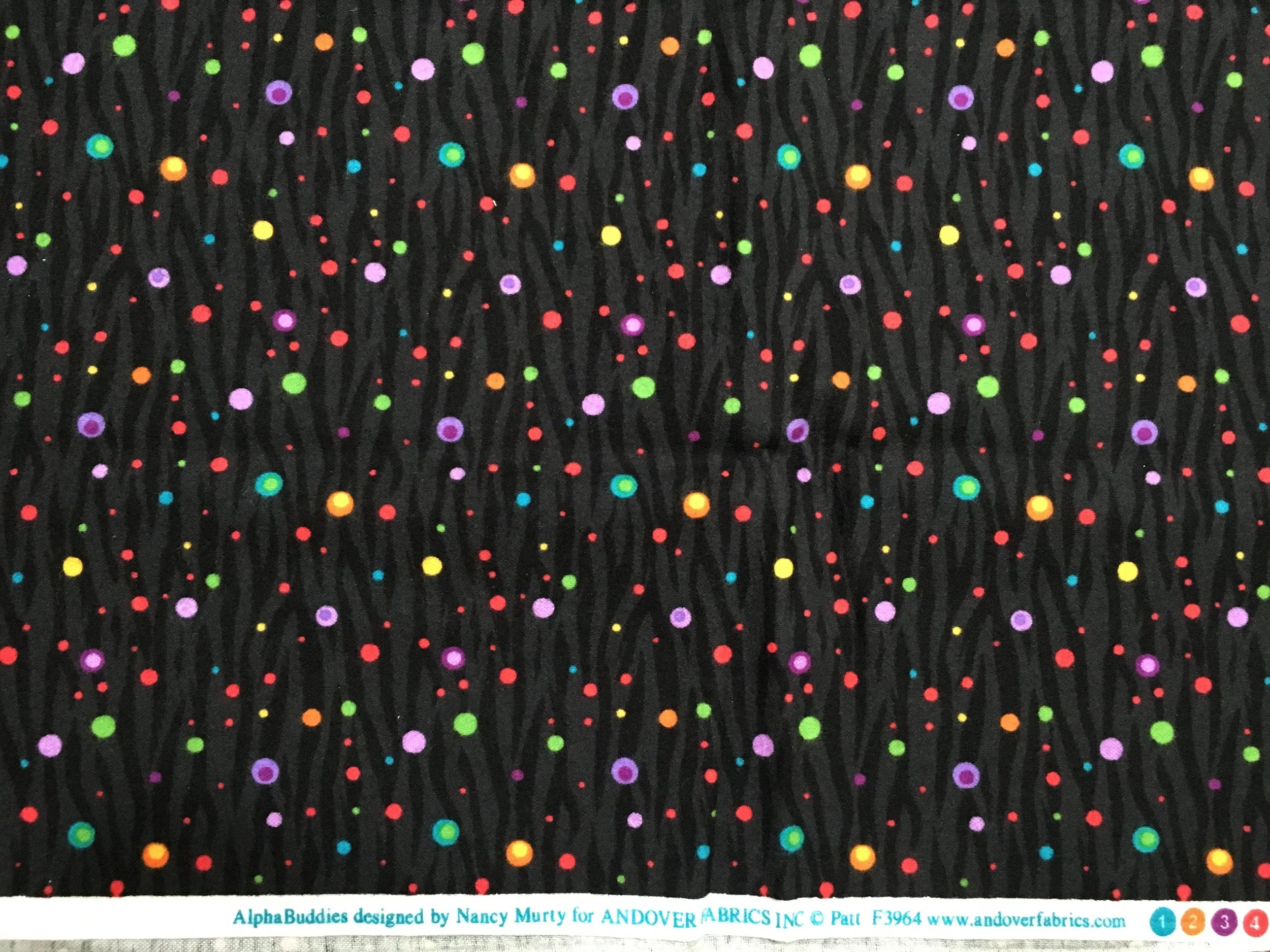 1/2 Yard - Flannel - Black Dots