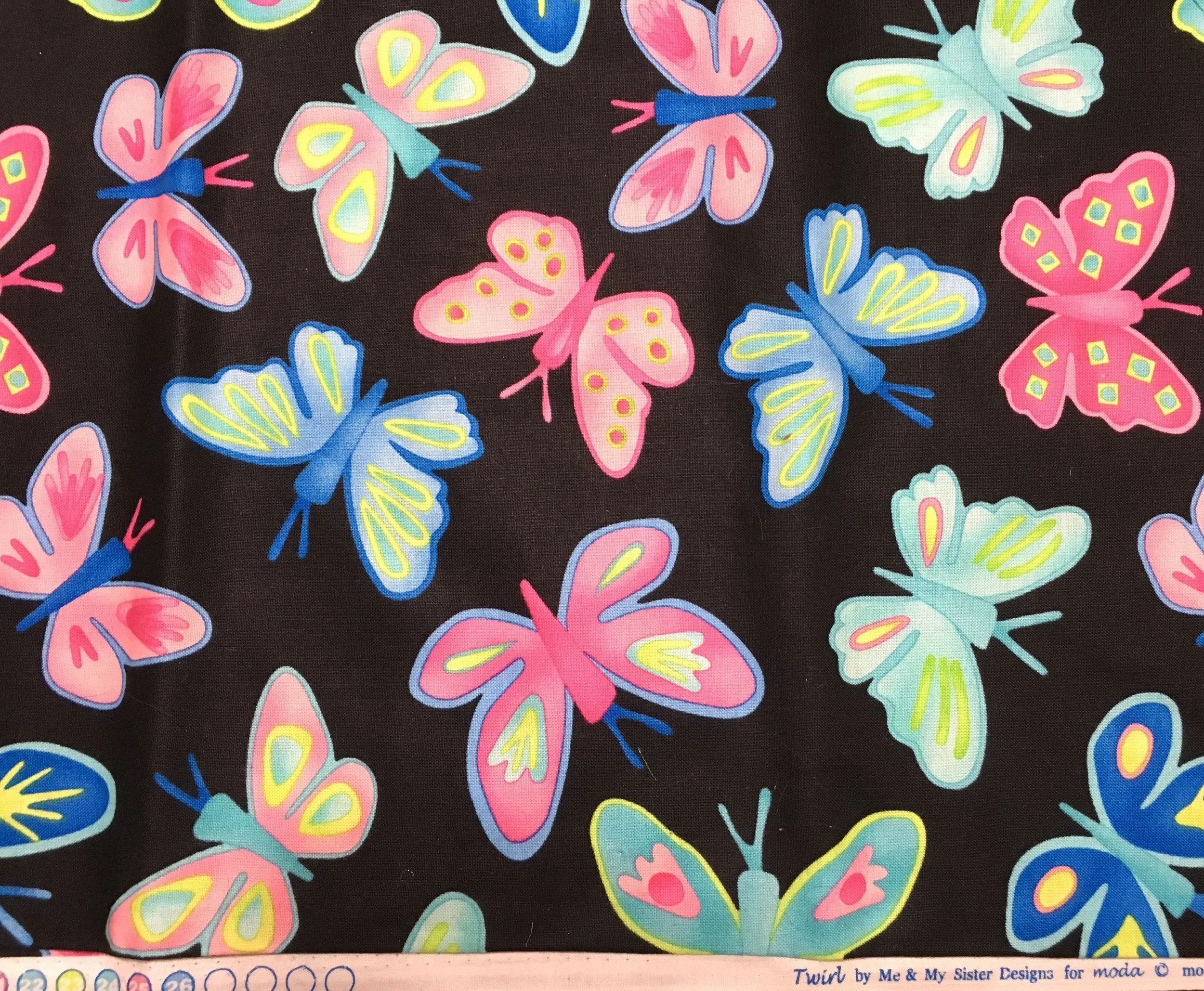 5/8 Yard Black Butterflies