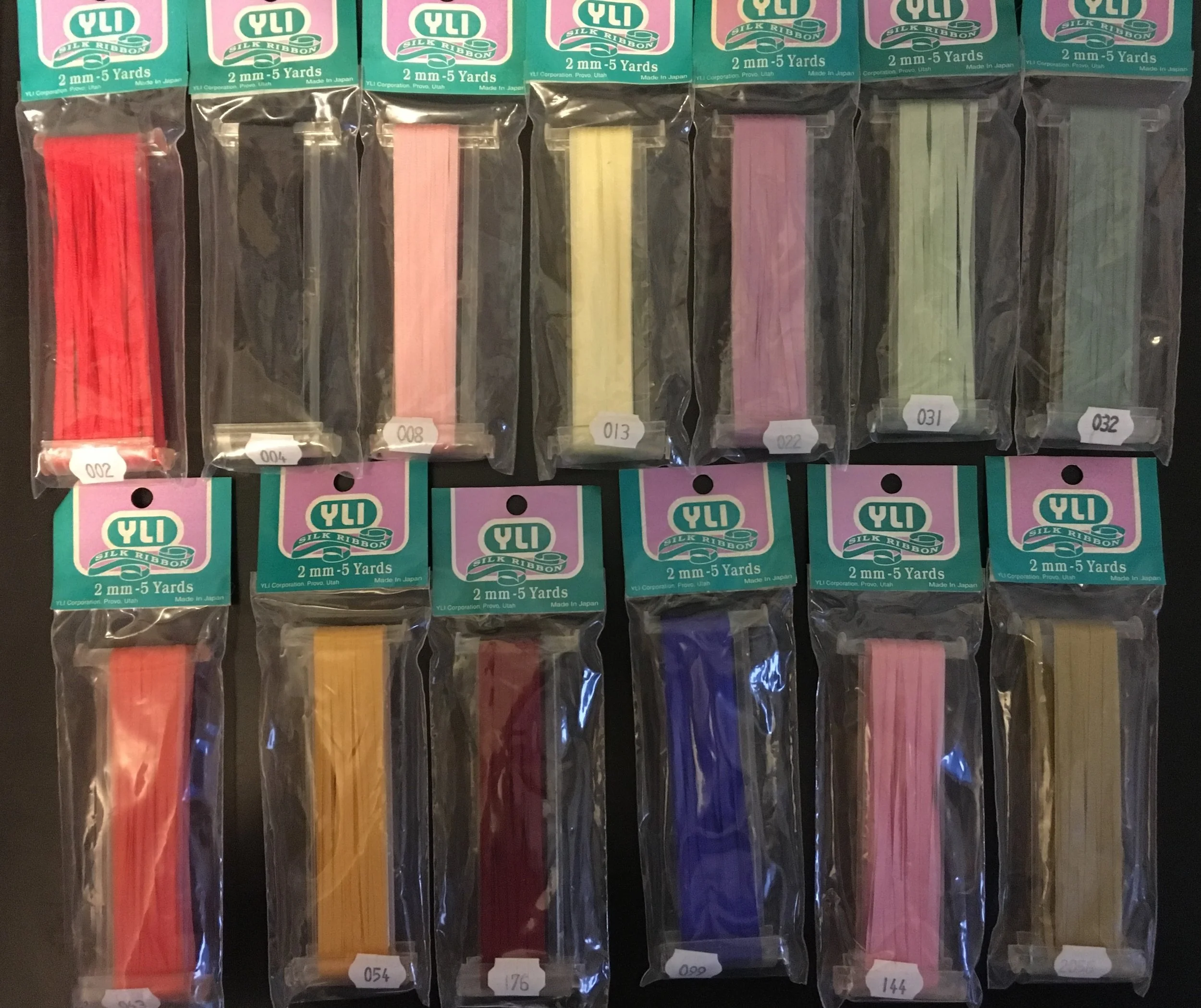 YLI 2 mm Silk Ribbon -  5 yards each