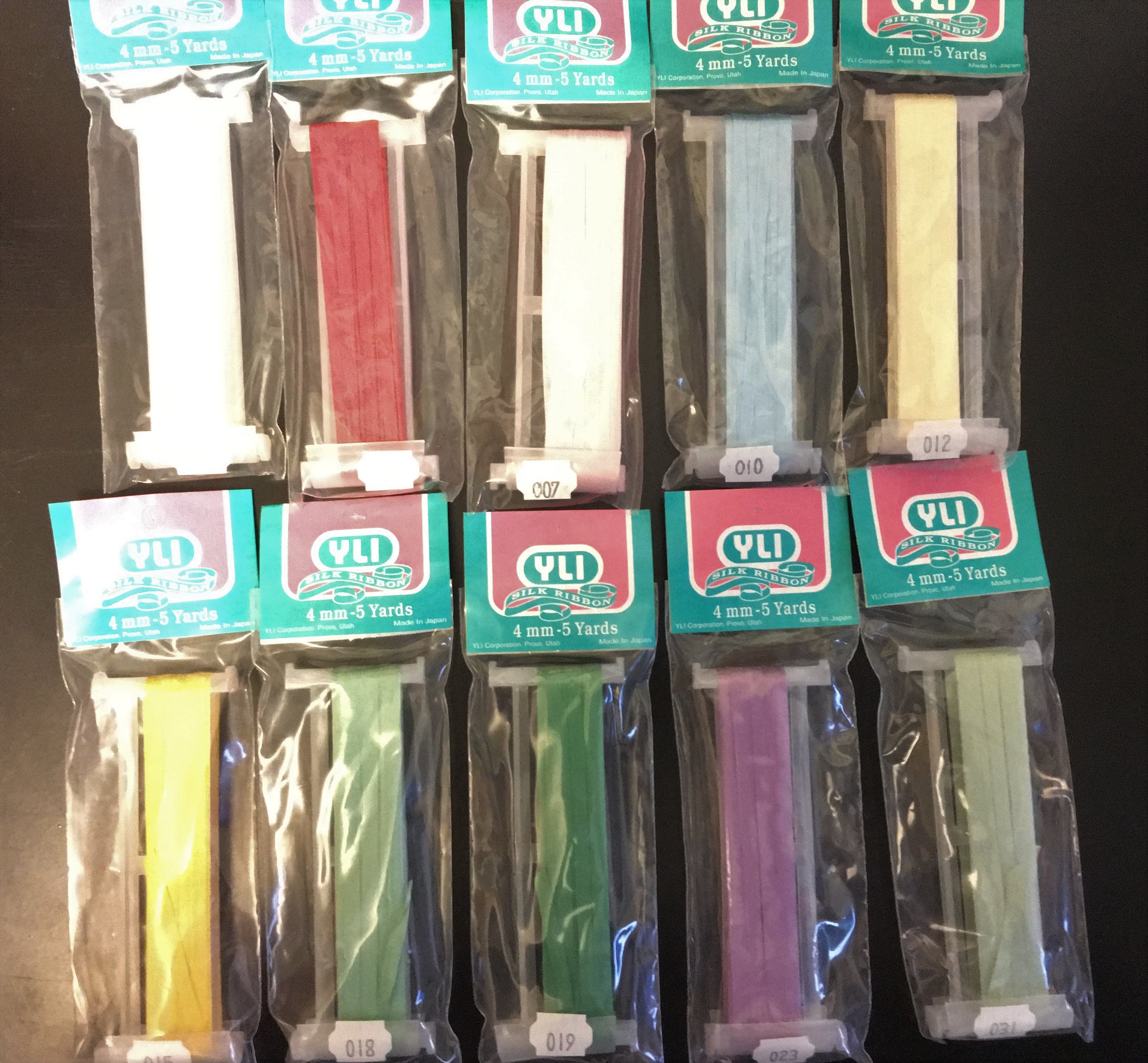 YLI 4mm Silk Ribbon - 5 yards each