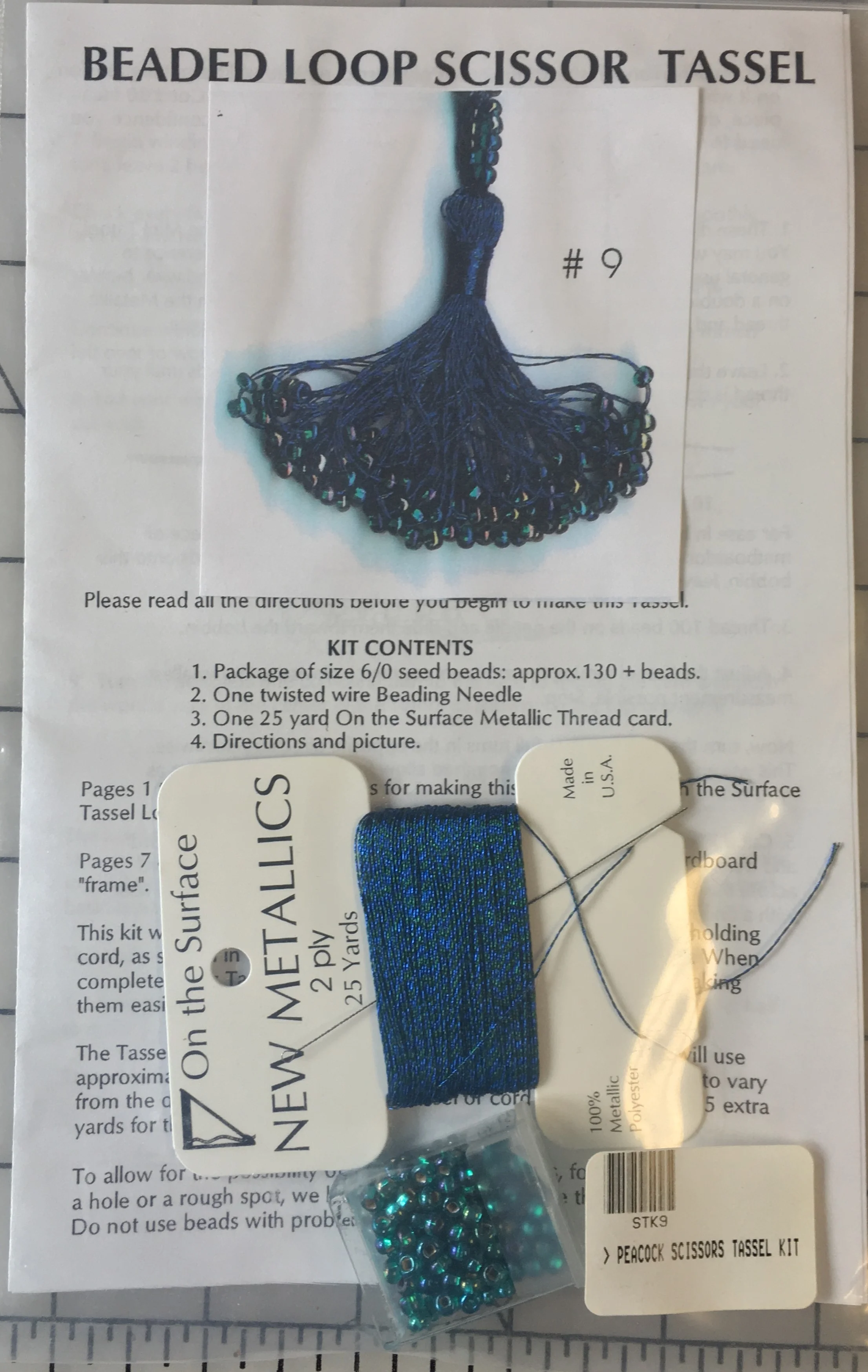 Beaded Loop  Scissor Tassel  Kit-Peacock