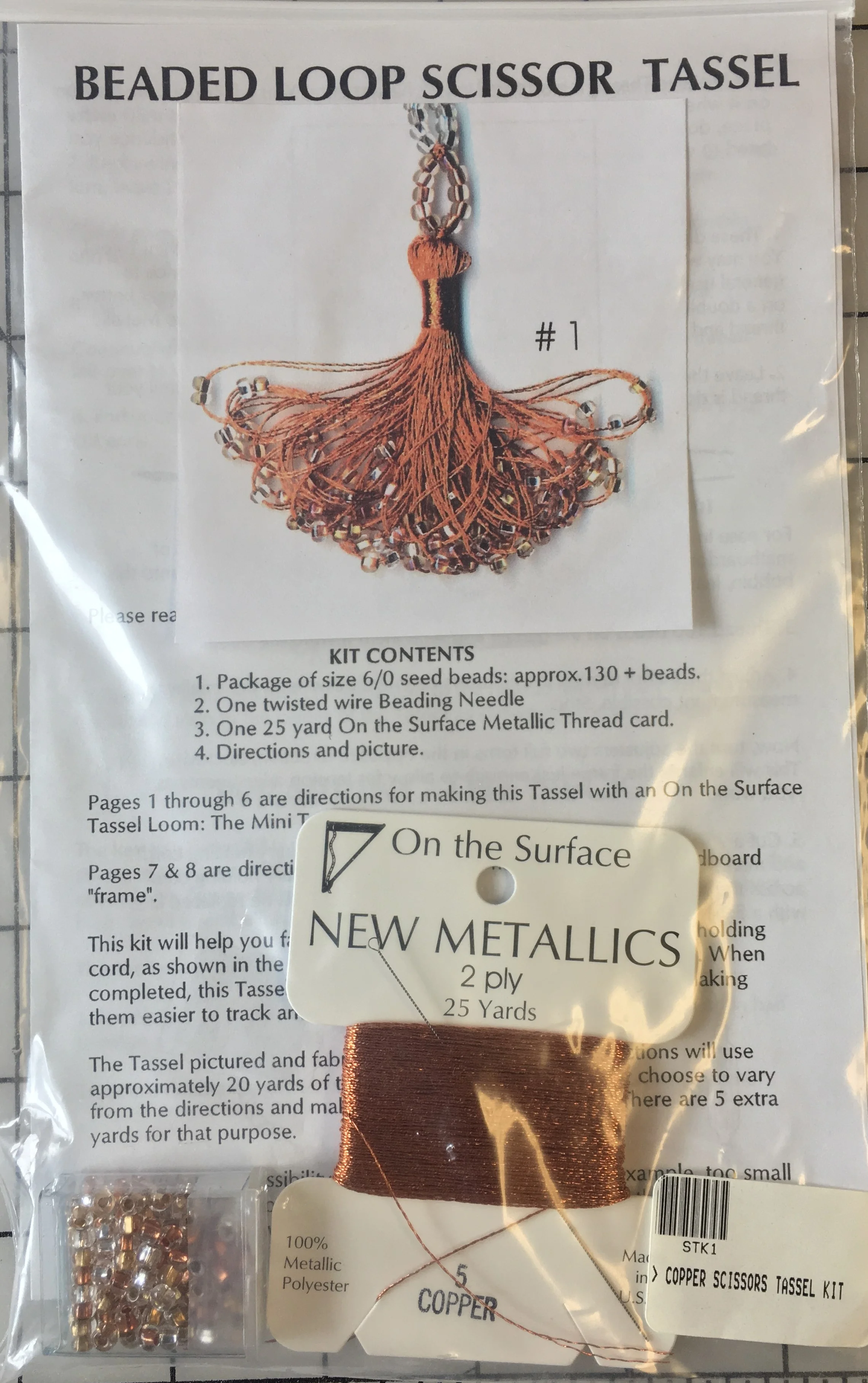 Beaded Loop  Scissor Tassel  Kit-Copper