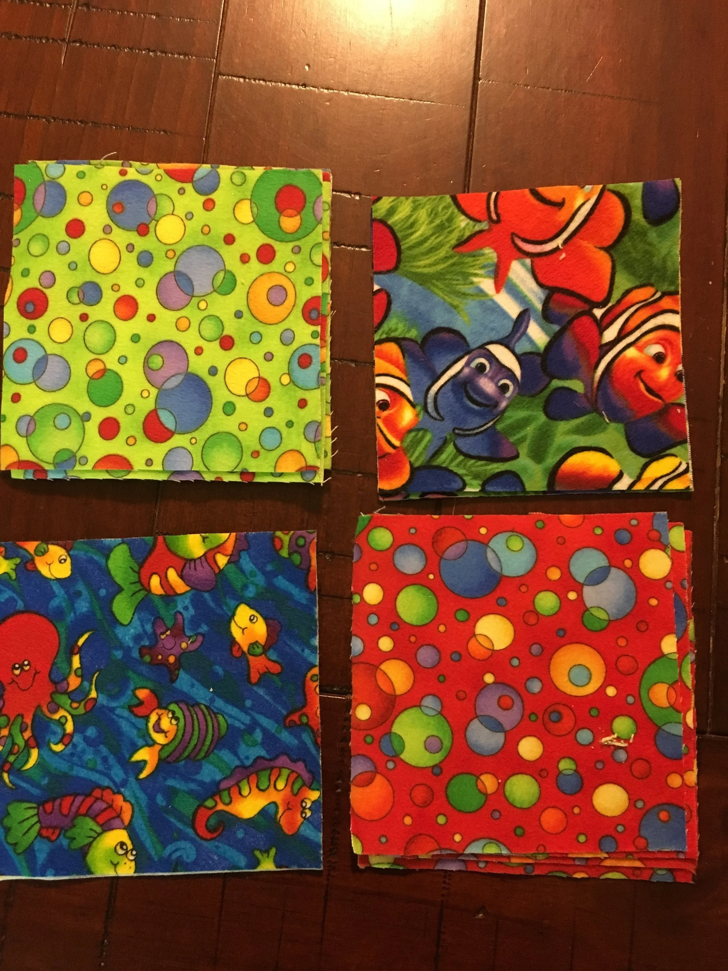 4 1/2" Flannel Squares - 18 Fish and Blenders