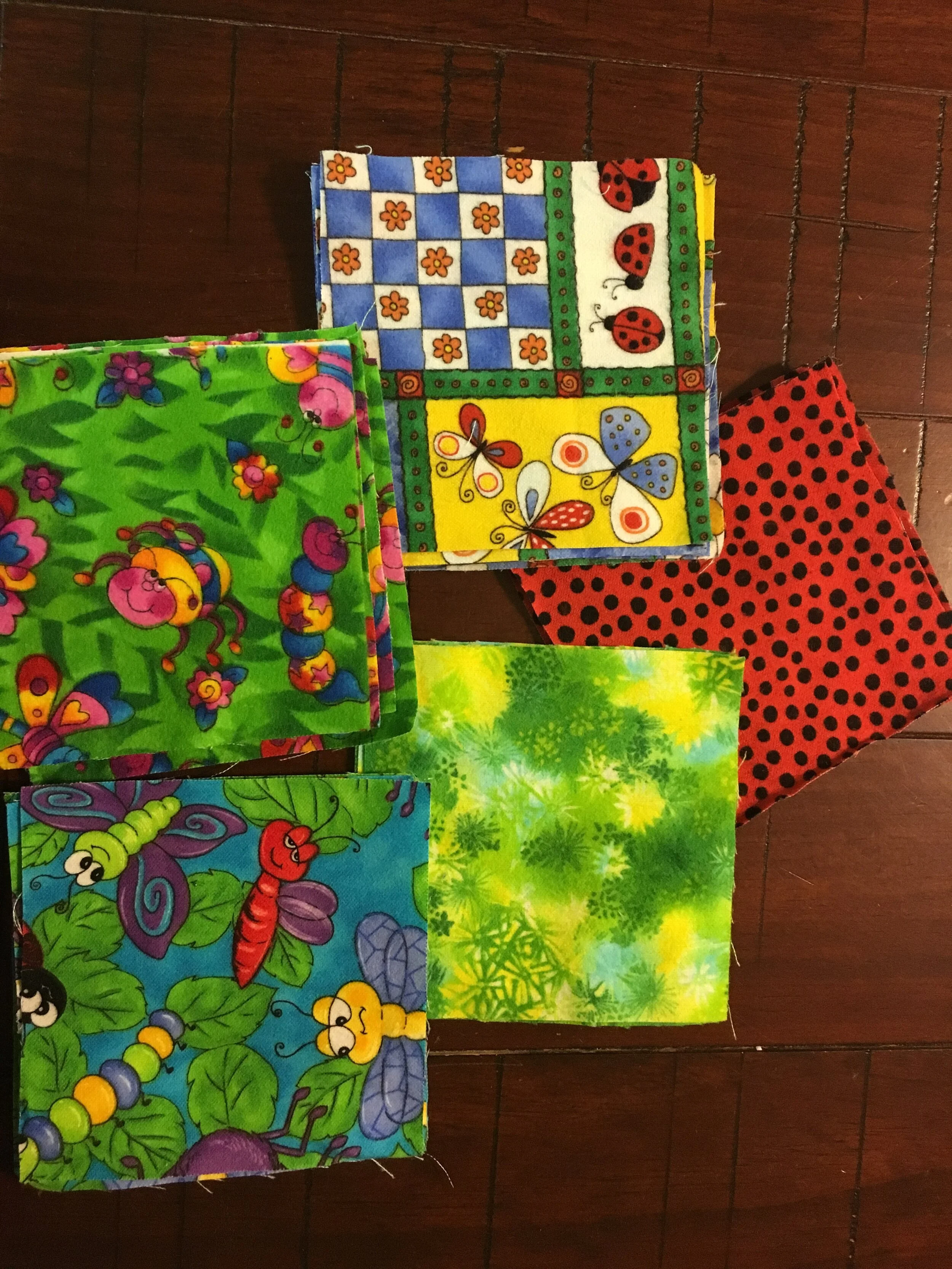 4 1/2" Flannel Squares - 21+ Bugs 3
