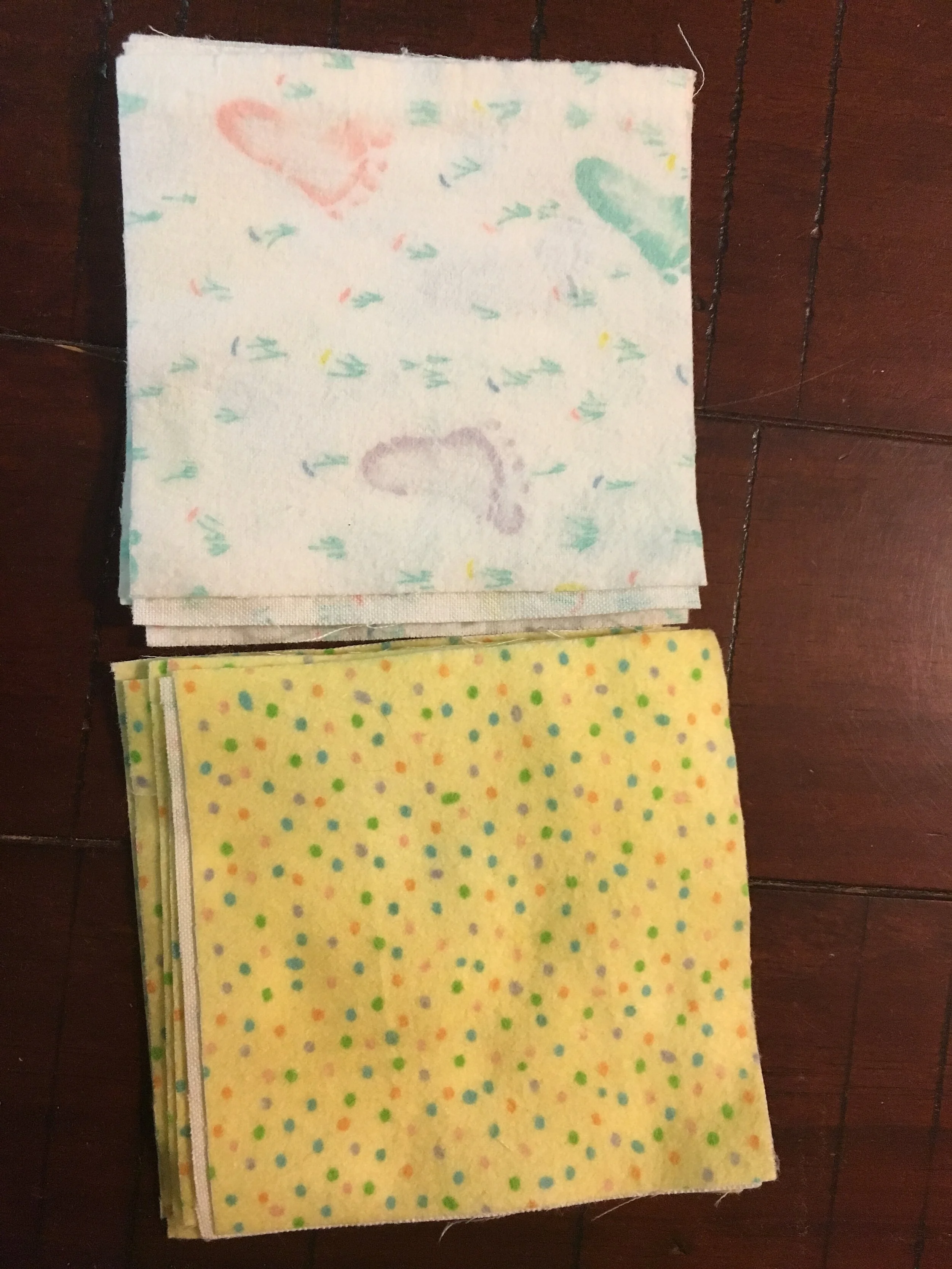 4 1/2" Flannel Squares - 16 Baby Feet/Specks