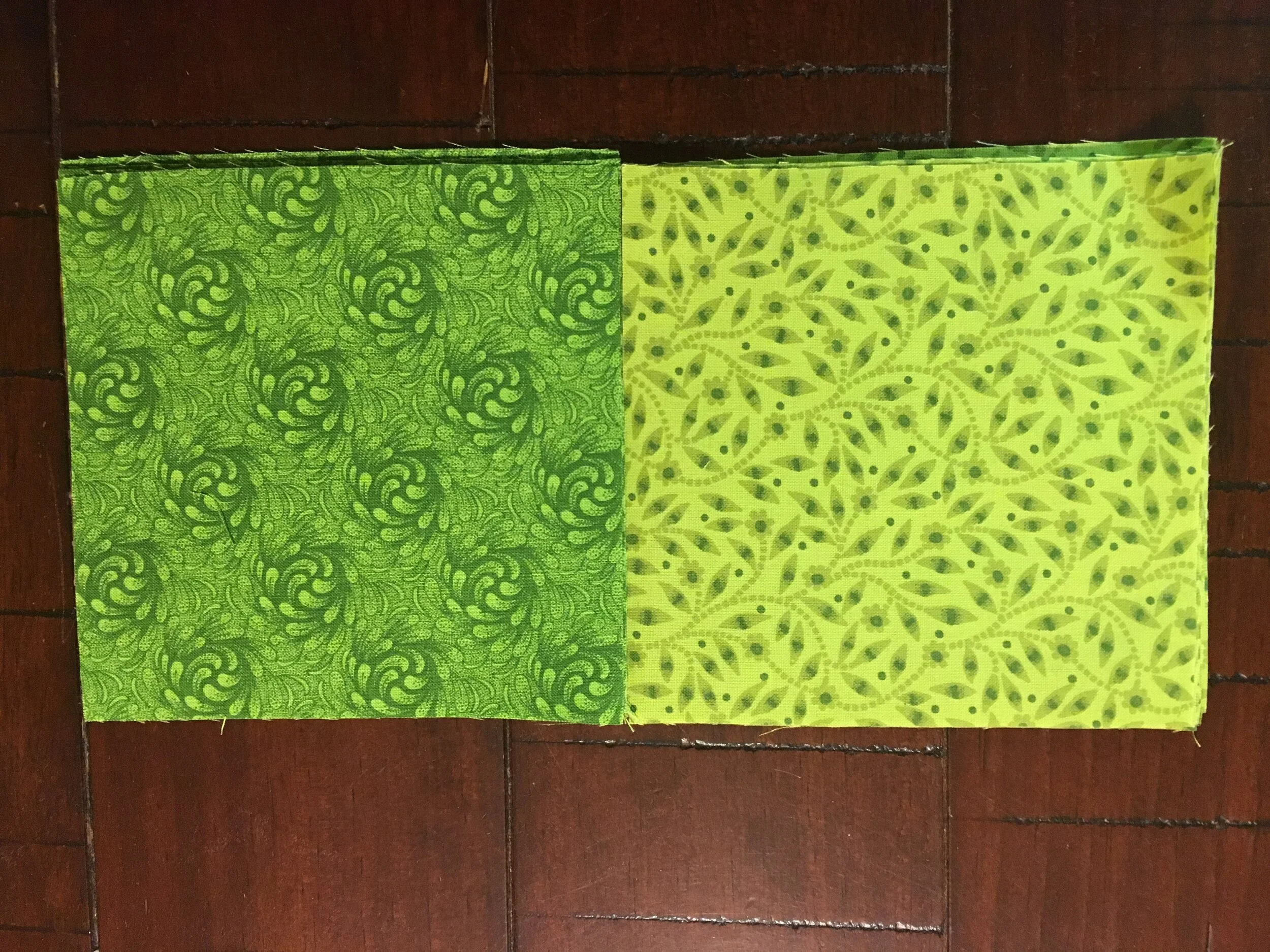 5" Squares 12 of each print - Light Green