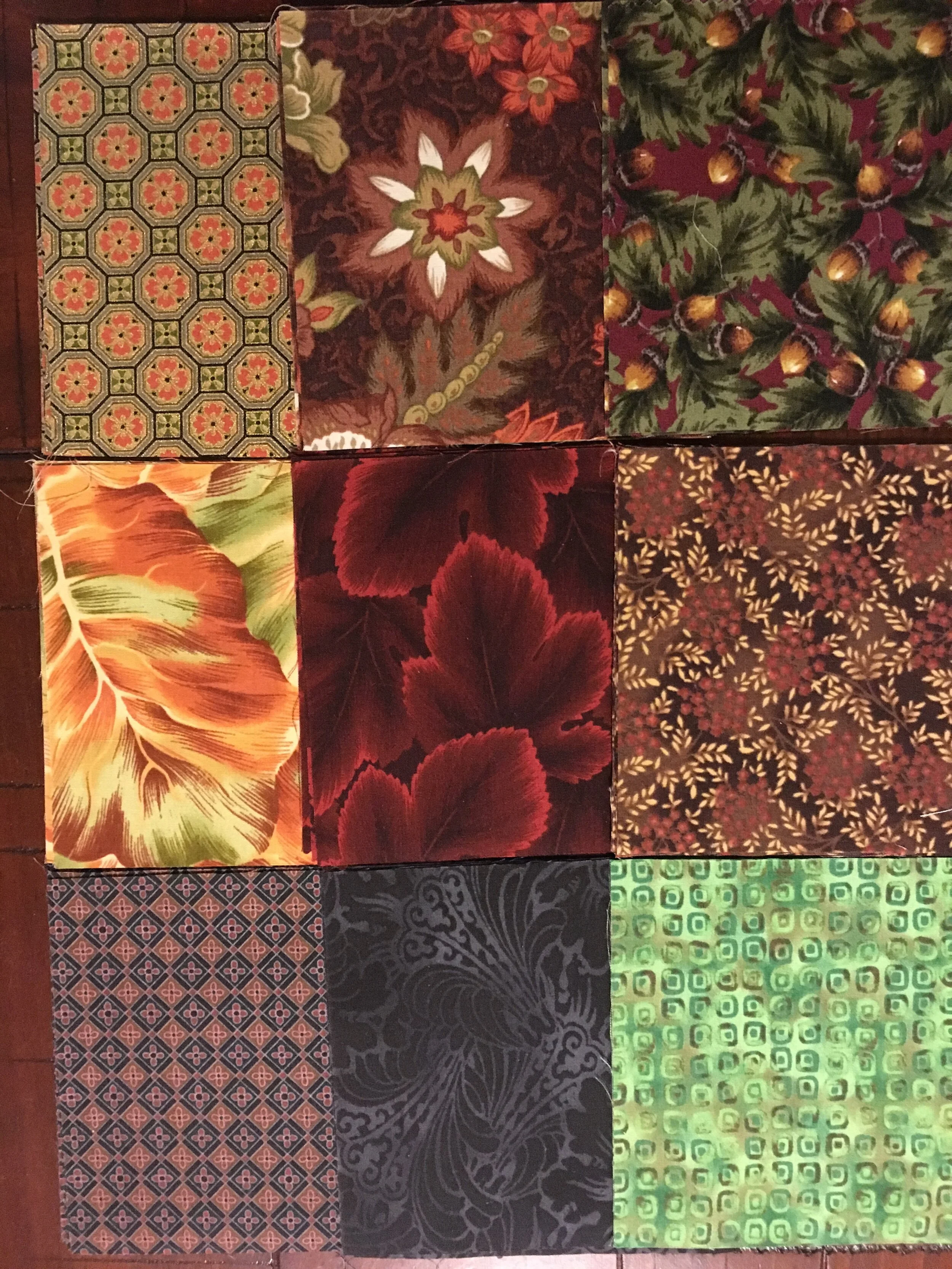 4 1/2" Squares - 40 Total Brown/Green/Gold