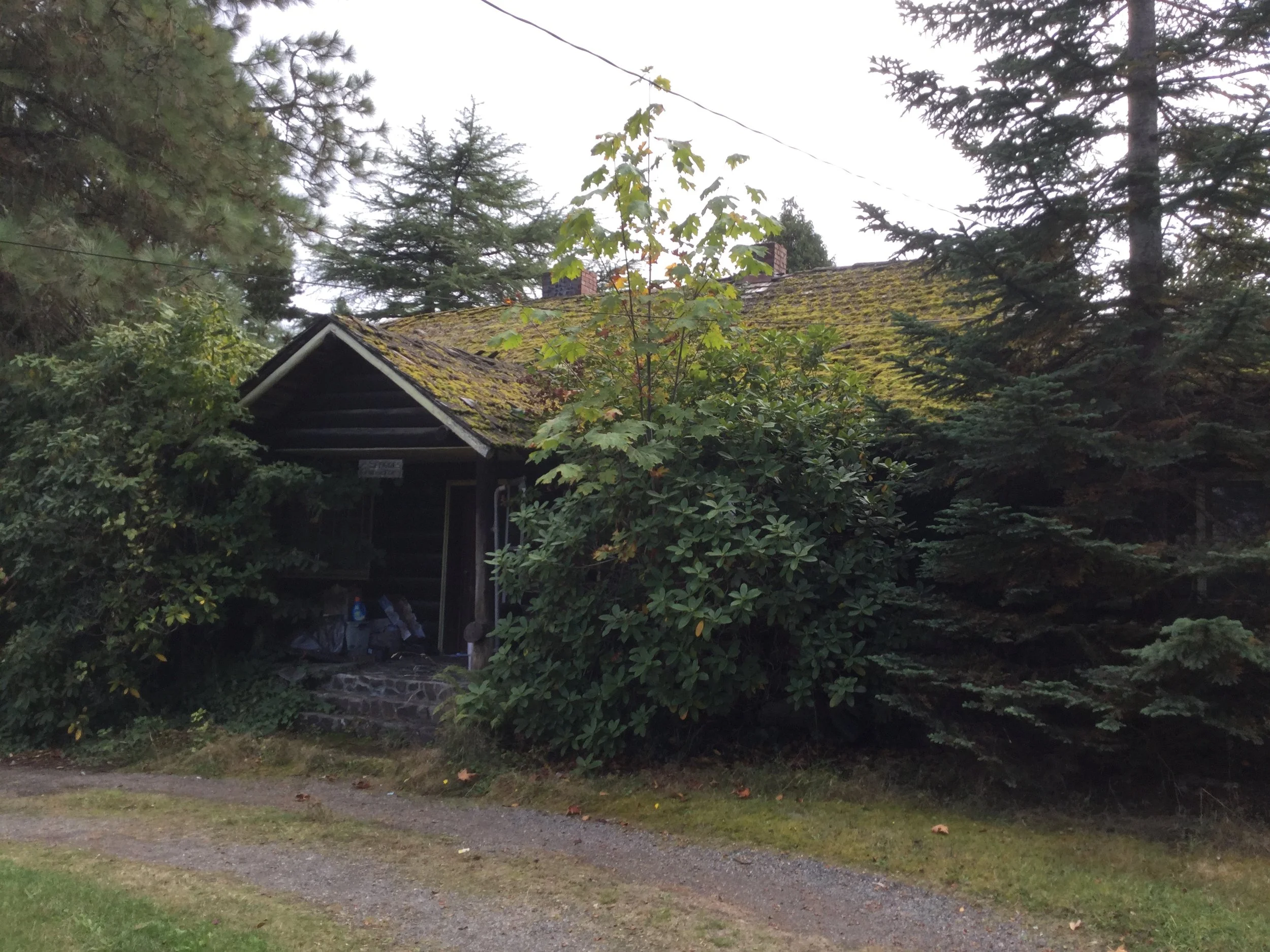1927 Log cabin home before start of renovation.