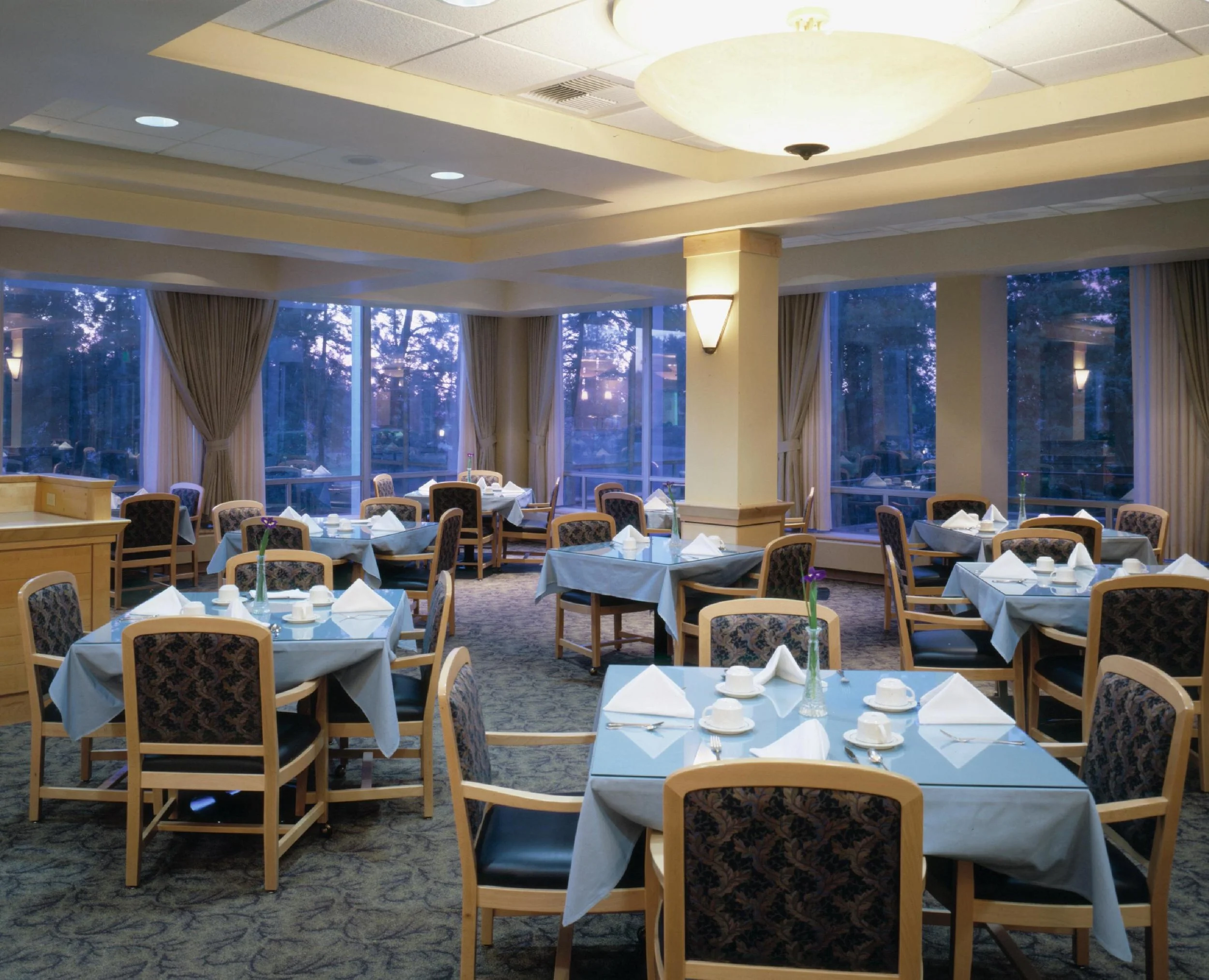 Dining room and windows beyond.
