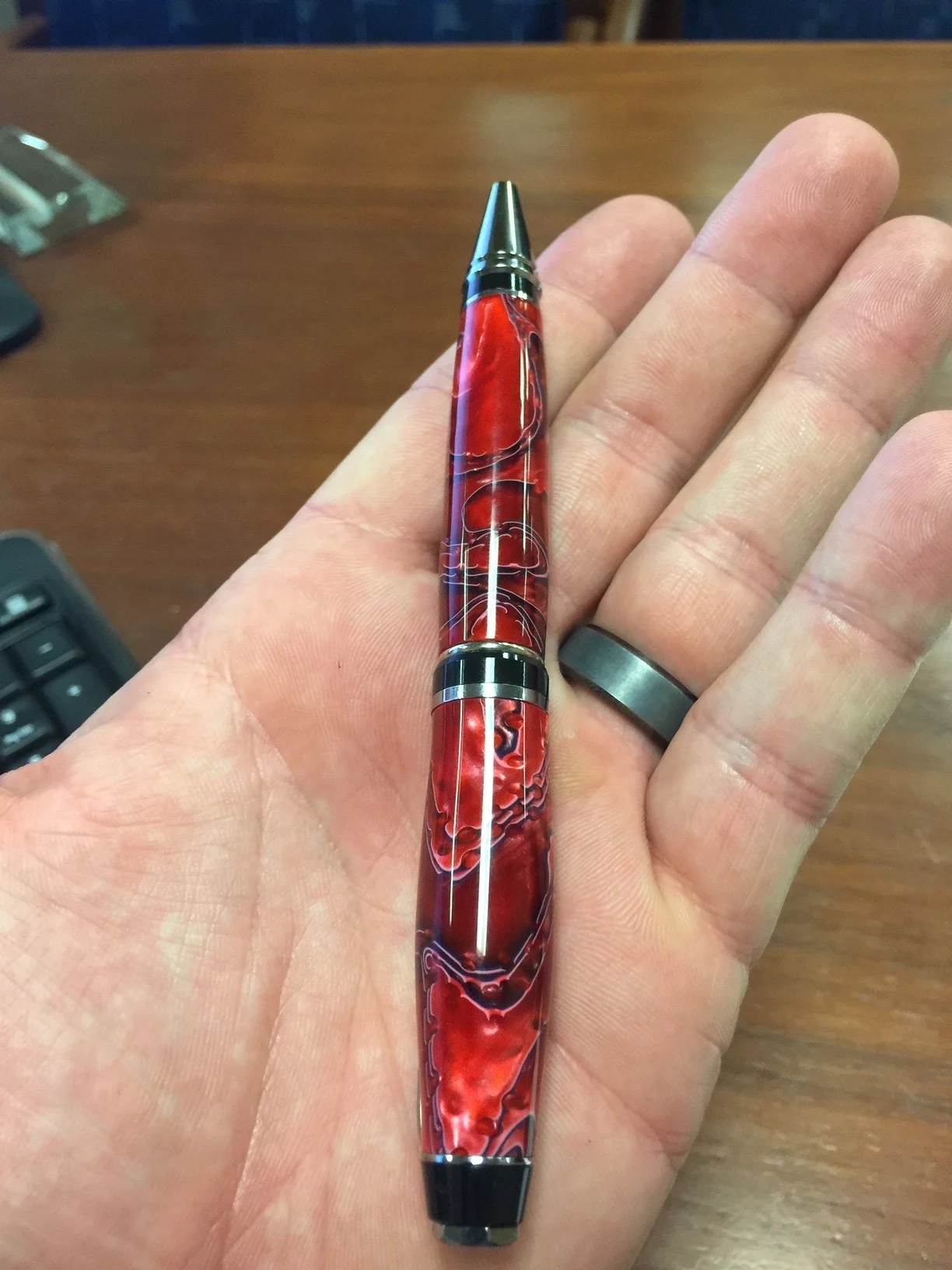Cuban style pen with strawberry mesh acrylic