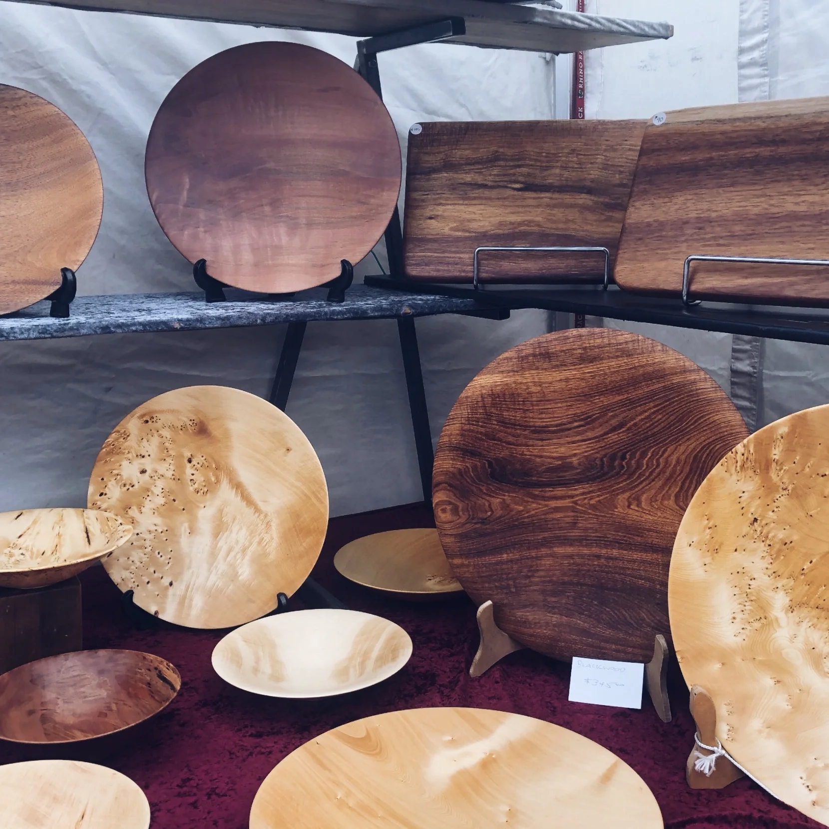 Hand made timber craft stalls.