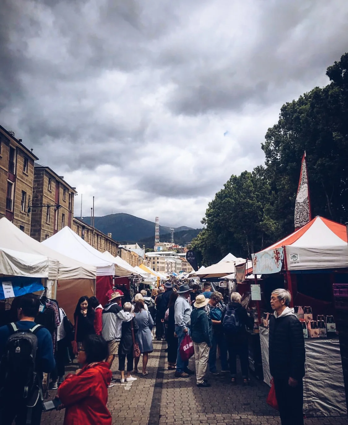 Stalls at Salamanca Markets.