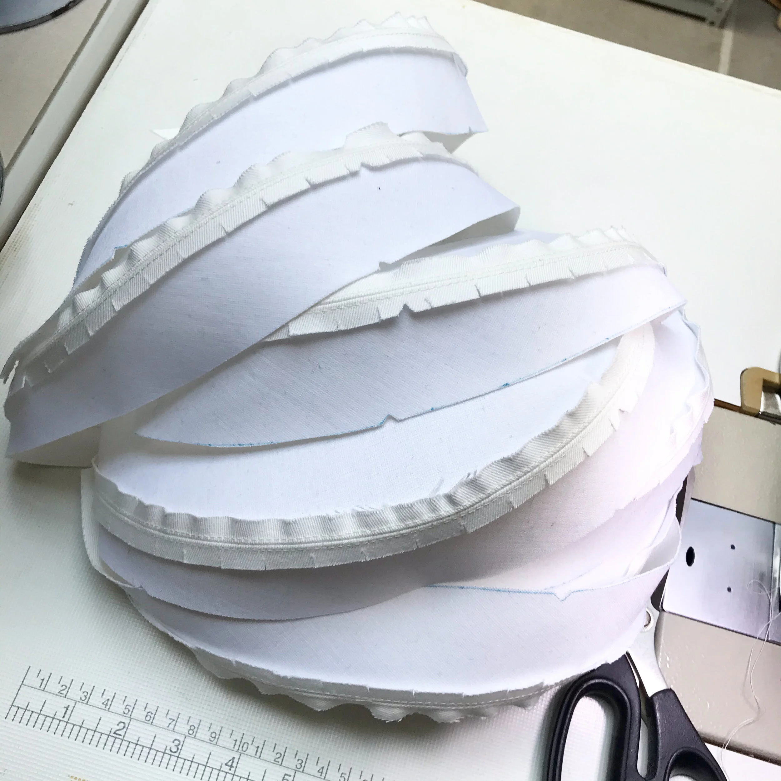  work in progress - ‘Lianne’ hat brims in ivory cotton 