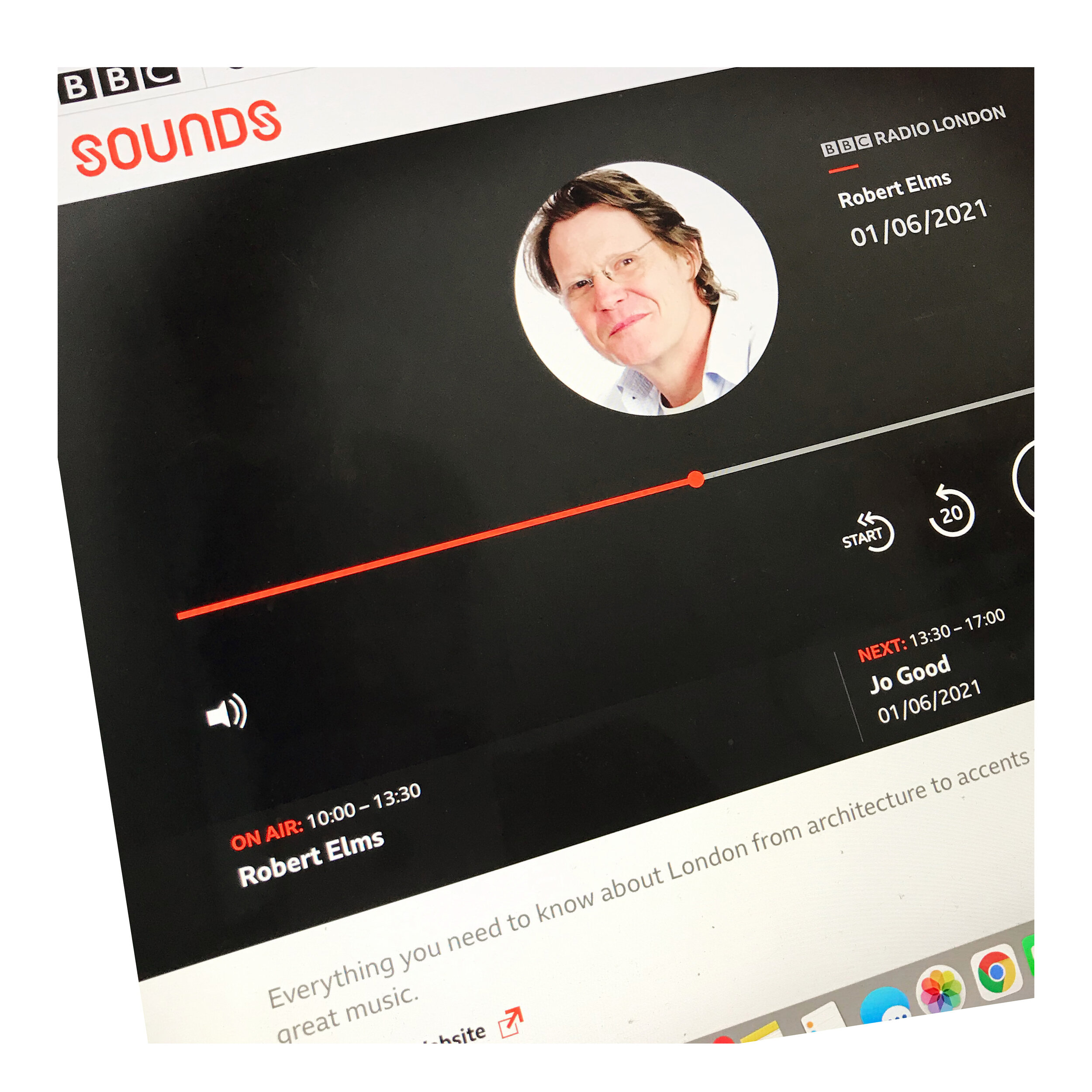   Robert Elms show on BBC Radio London    Whose London feature, 1st June 2021  