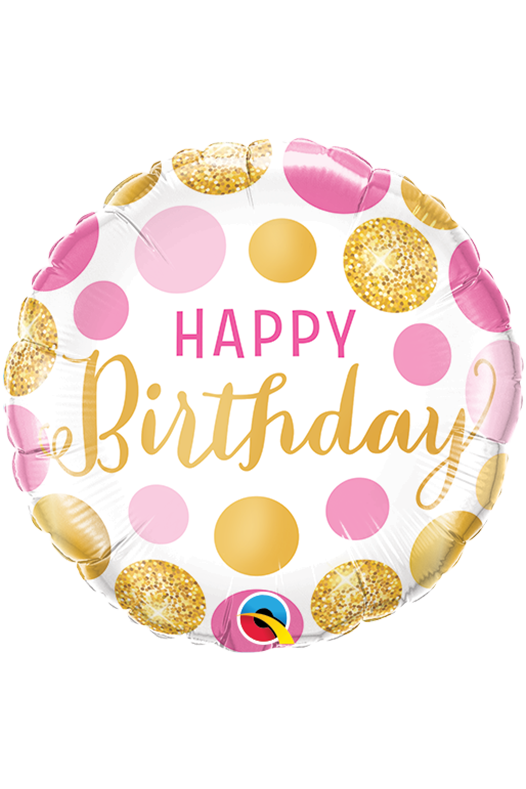 Birthday Pink &amp; Gold Dots | Foil Balloon