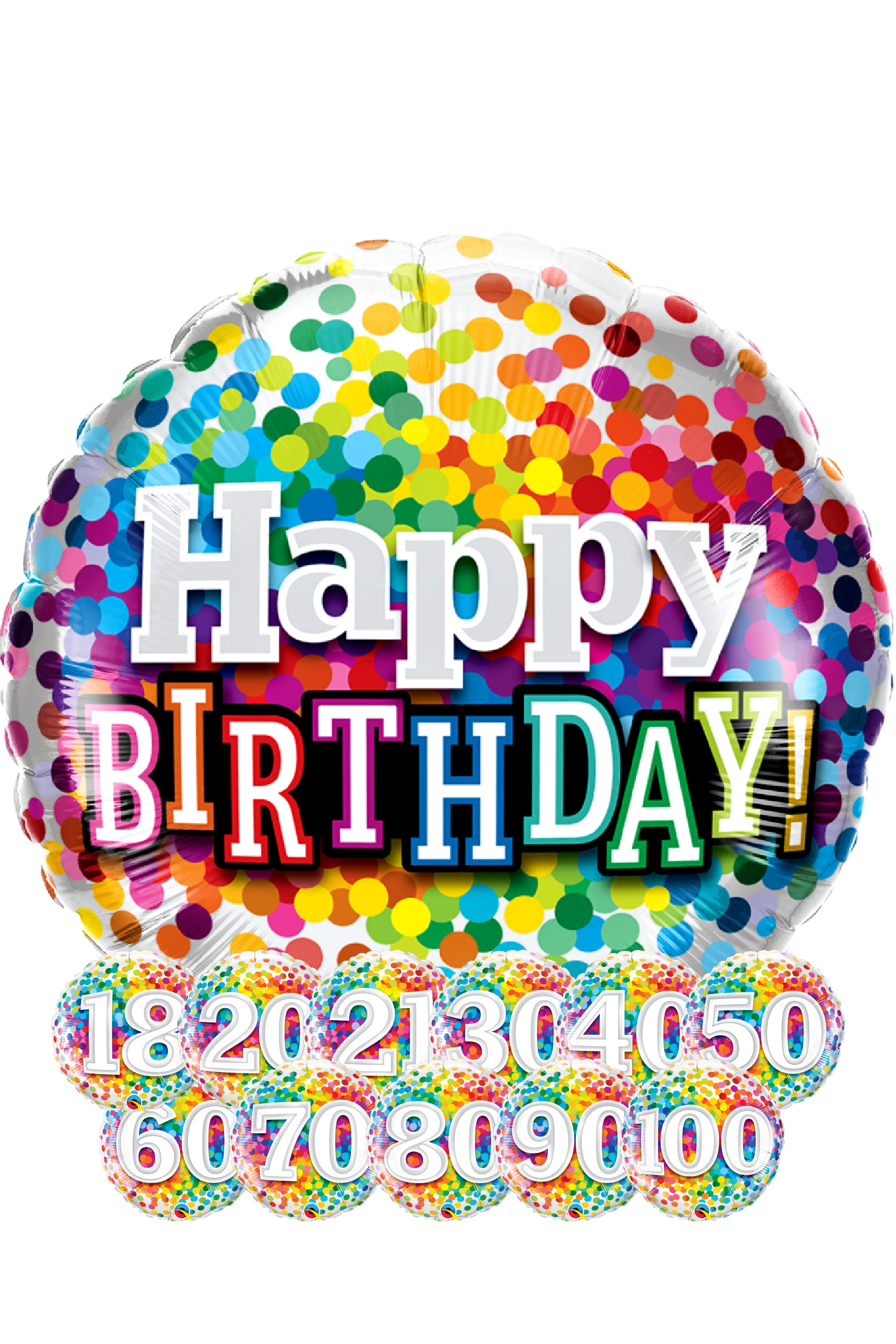 Rainbow Confetti &amp; Age | Foil Balloon