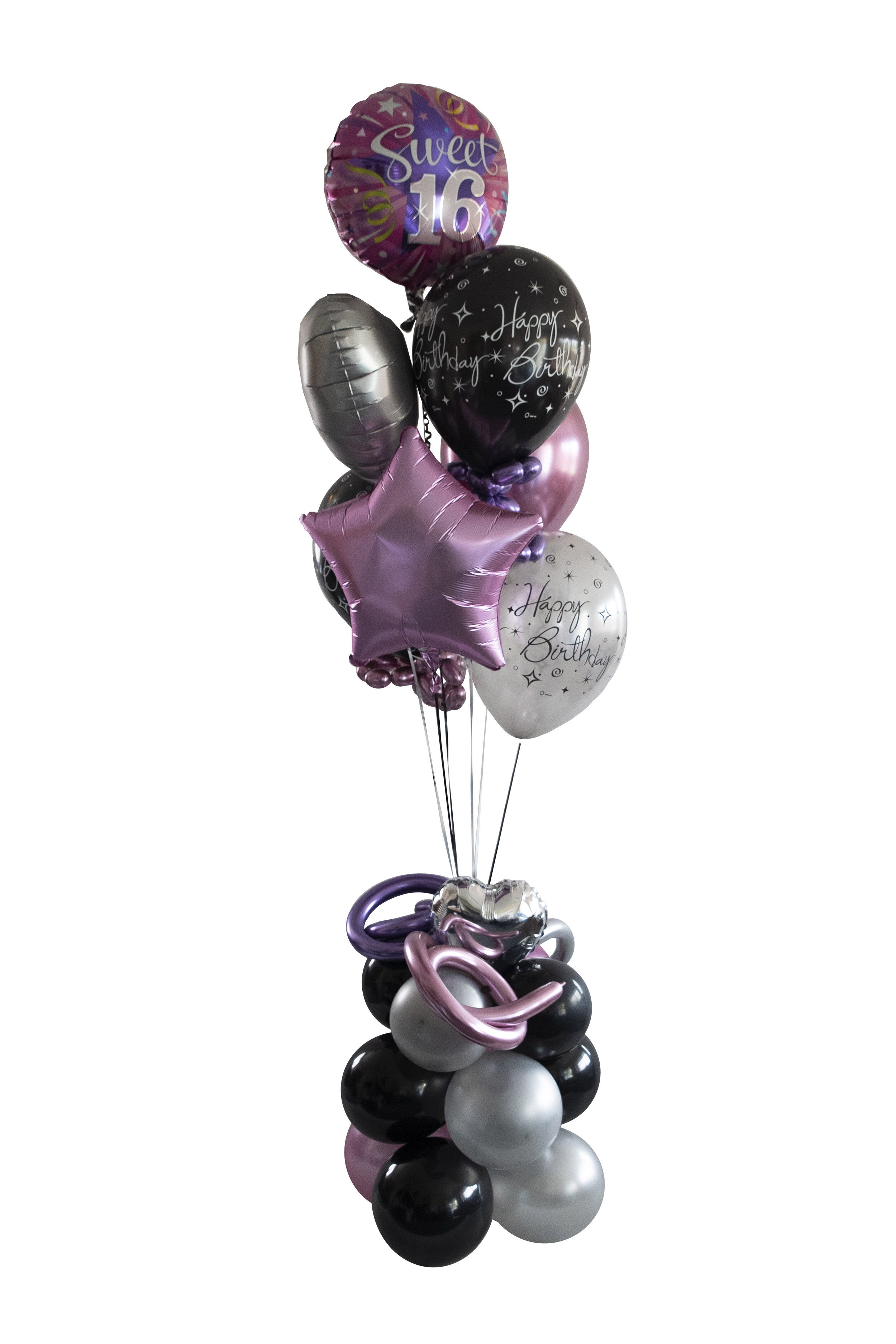Elegant Sparkles Black &amp; Mauve | Balloon Bouquet
