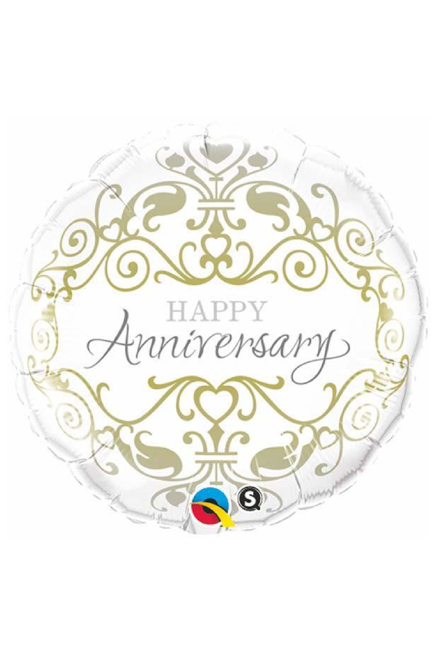 Happy Anniversary White &amp; Gold | Foil Balloon