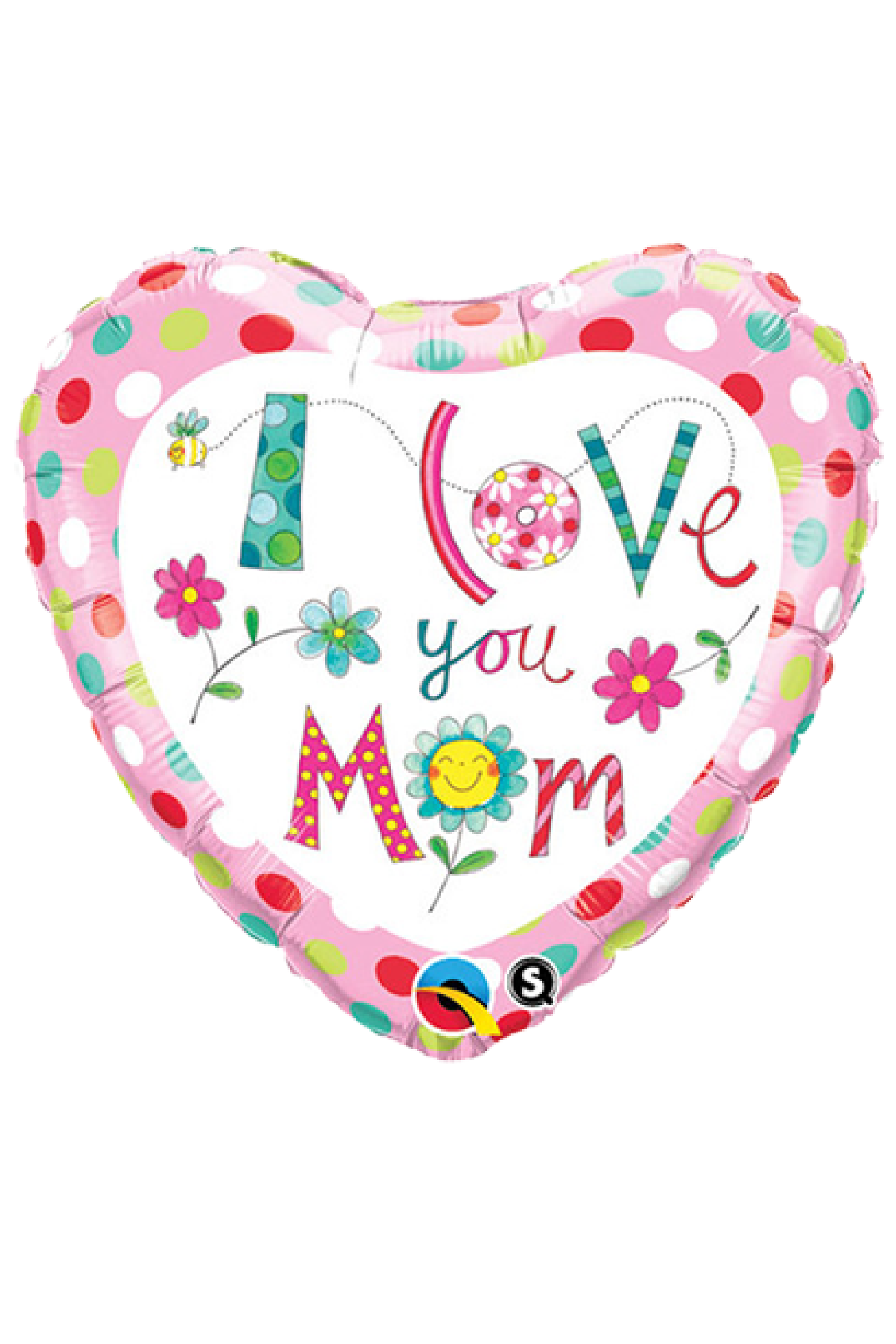 I Love You Mum/Mom Hearts &amp; Flowers  | Foil Balloon