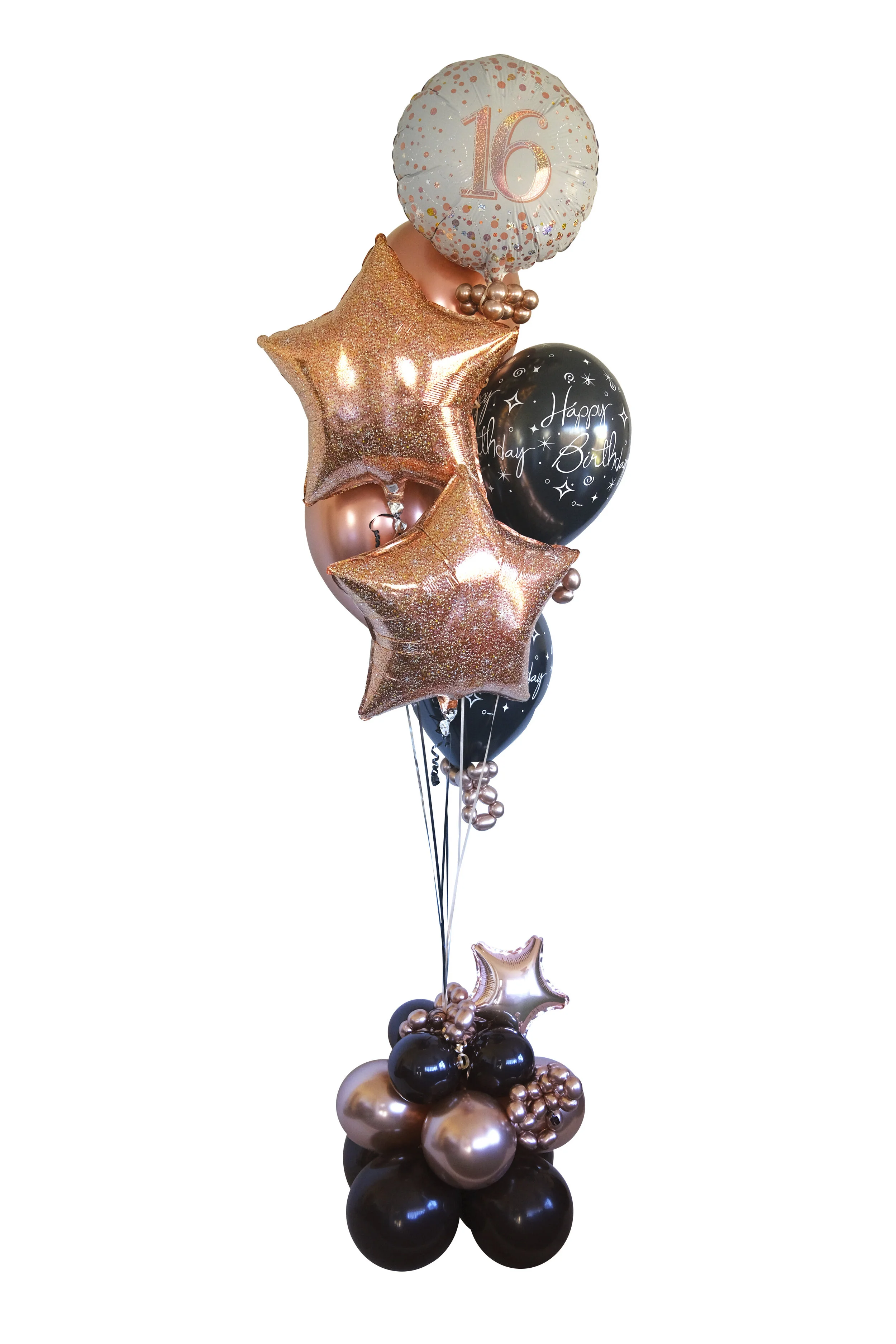 Elegant Sparkles Black &amp; Rose Gold | Balloon Bouquet