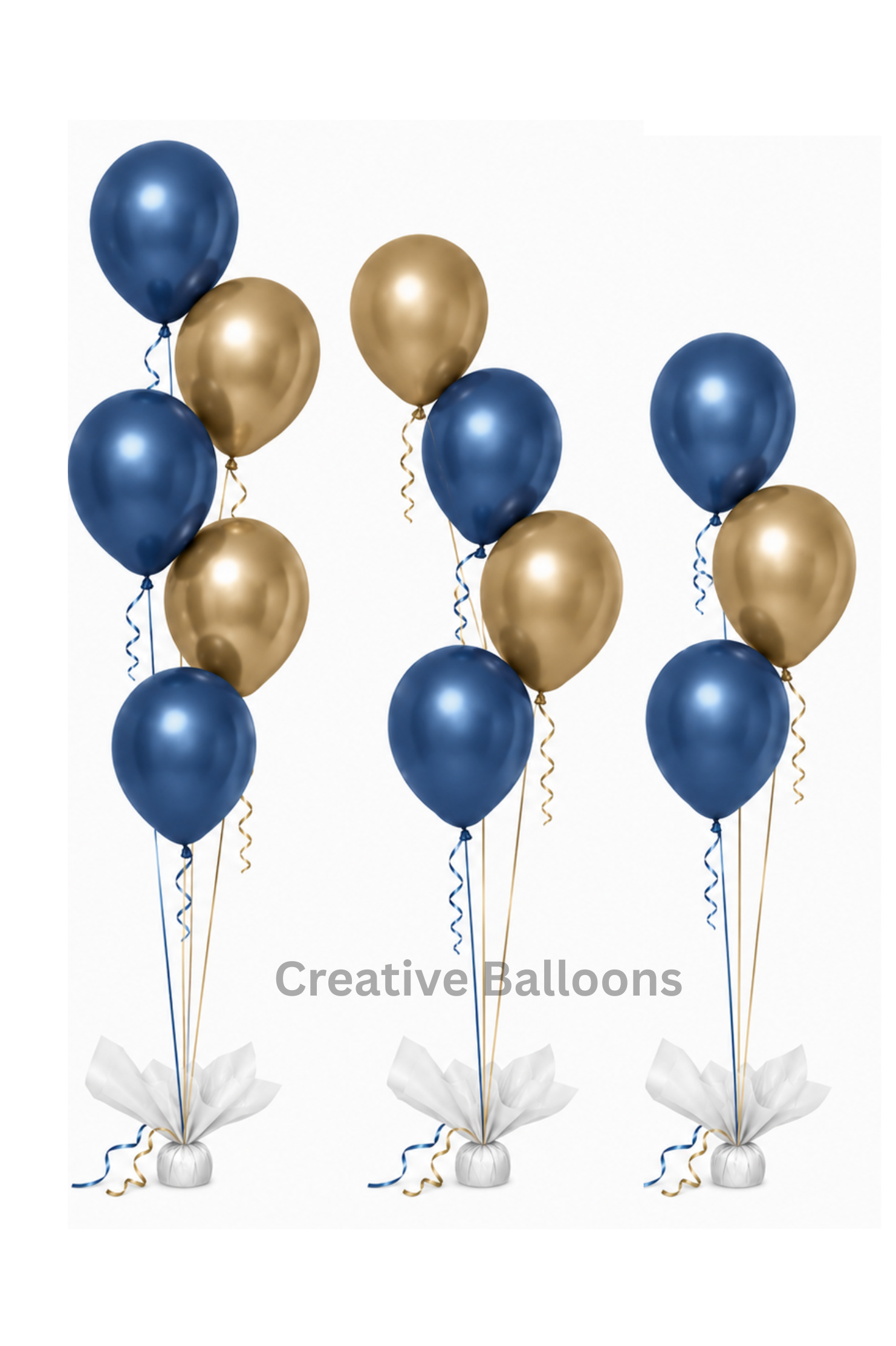 TIER ARRANGEMENT Blue & Gold Chromes | Helium Decor