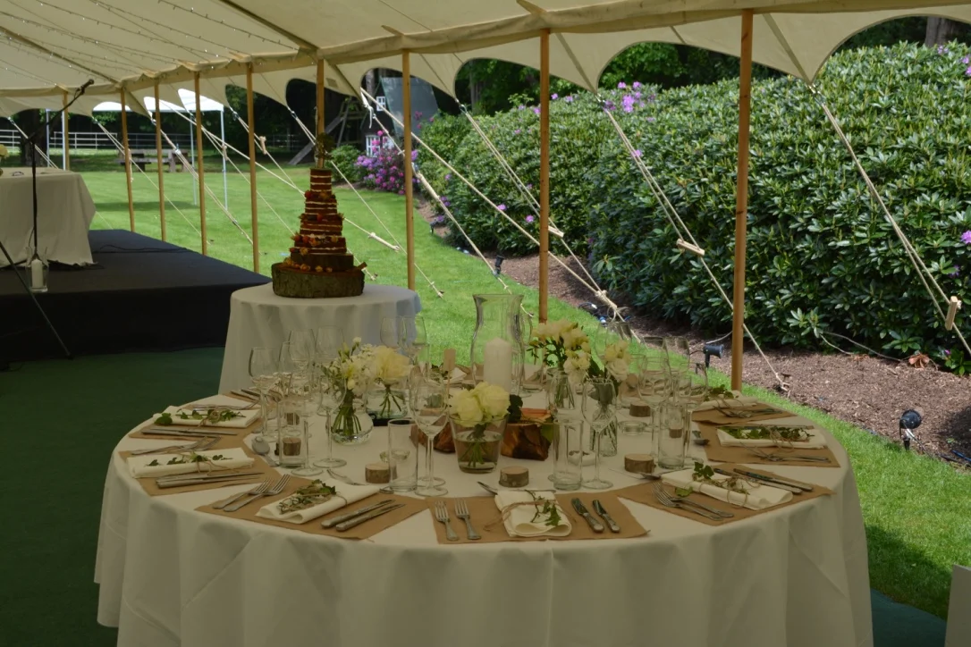 Marquee walls removed for wedding breakfast creating fantastic views of the grounds. The marquee walls were replaced for the evenings dancing and entertainment.