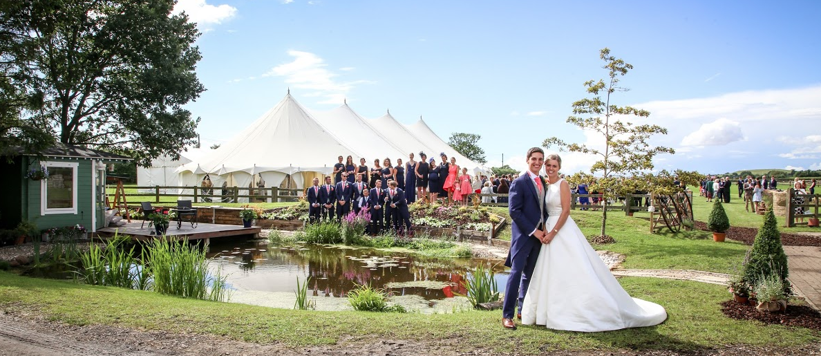 ‘Newly Weds’ in private grounds in front of our 12m x 30m before the wedding breakfast of 160 guests.