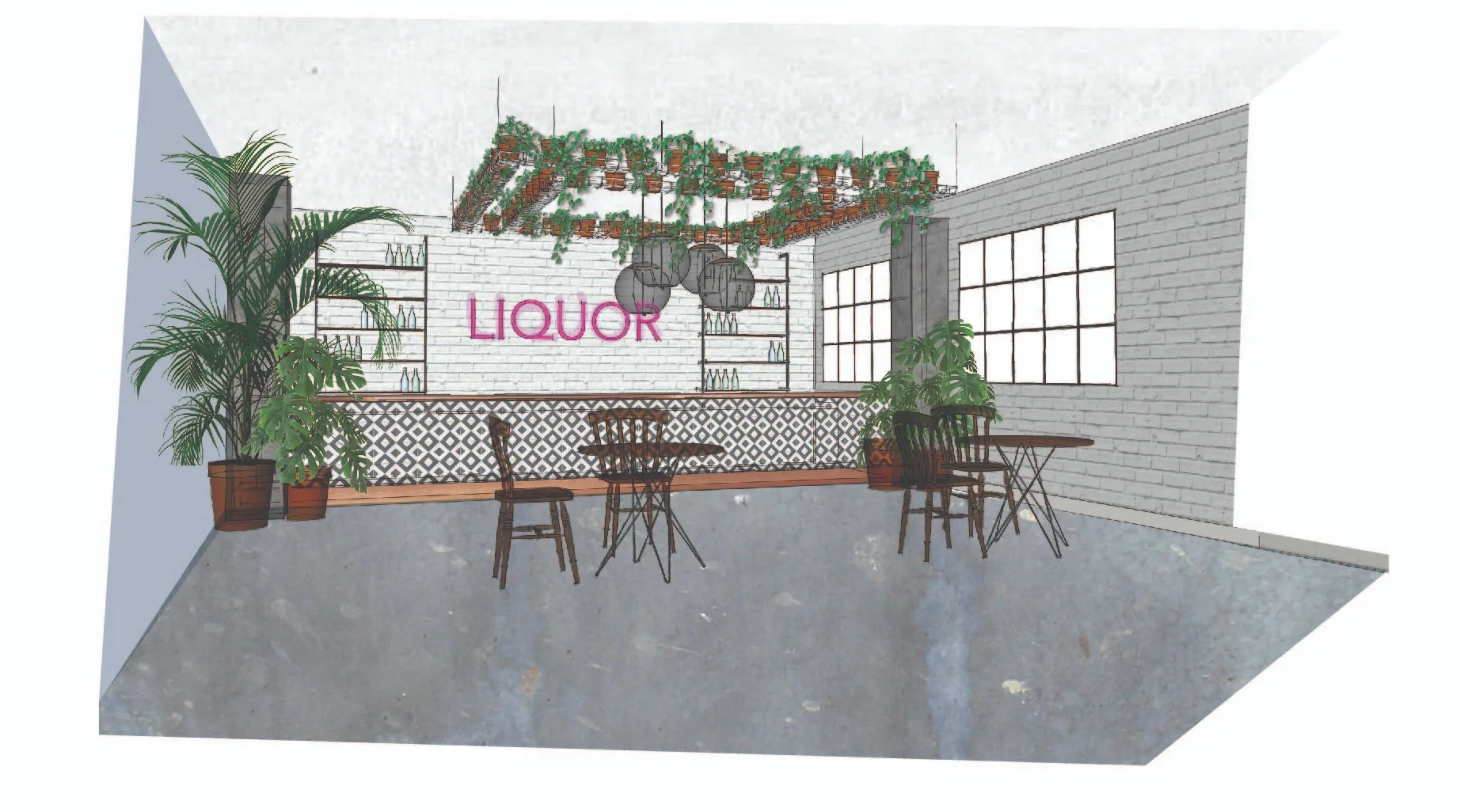 Bar Design and Concept - 3D illustration