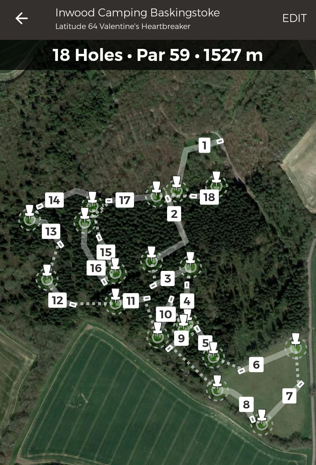 UDisc Course Map - Par 59
