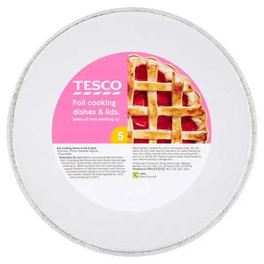 Tesco Oven Foil Round Cooking Dishes & Lids x5 £2.00 (Pie Tin)