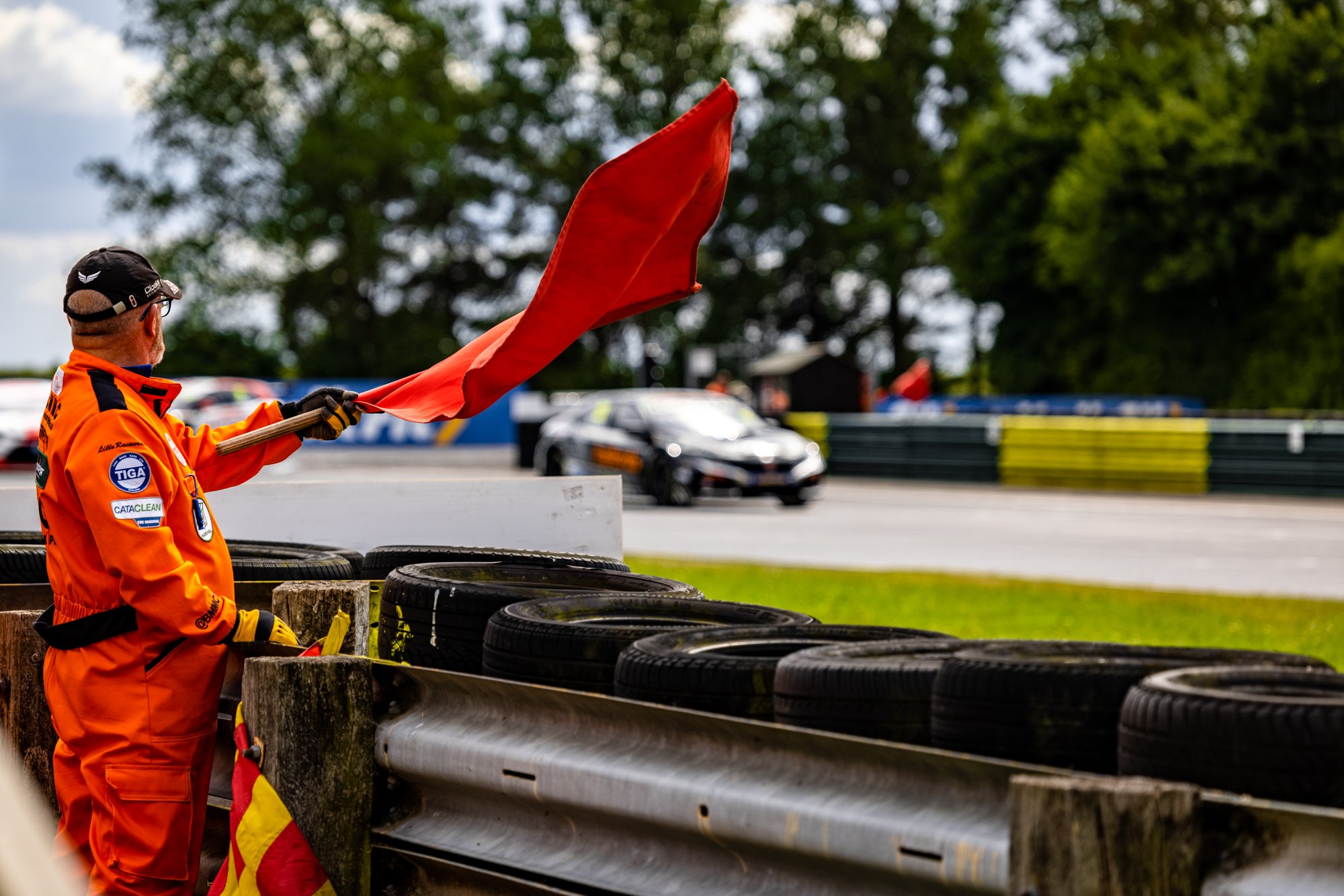 Red flag during the BTCC race at Croft