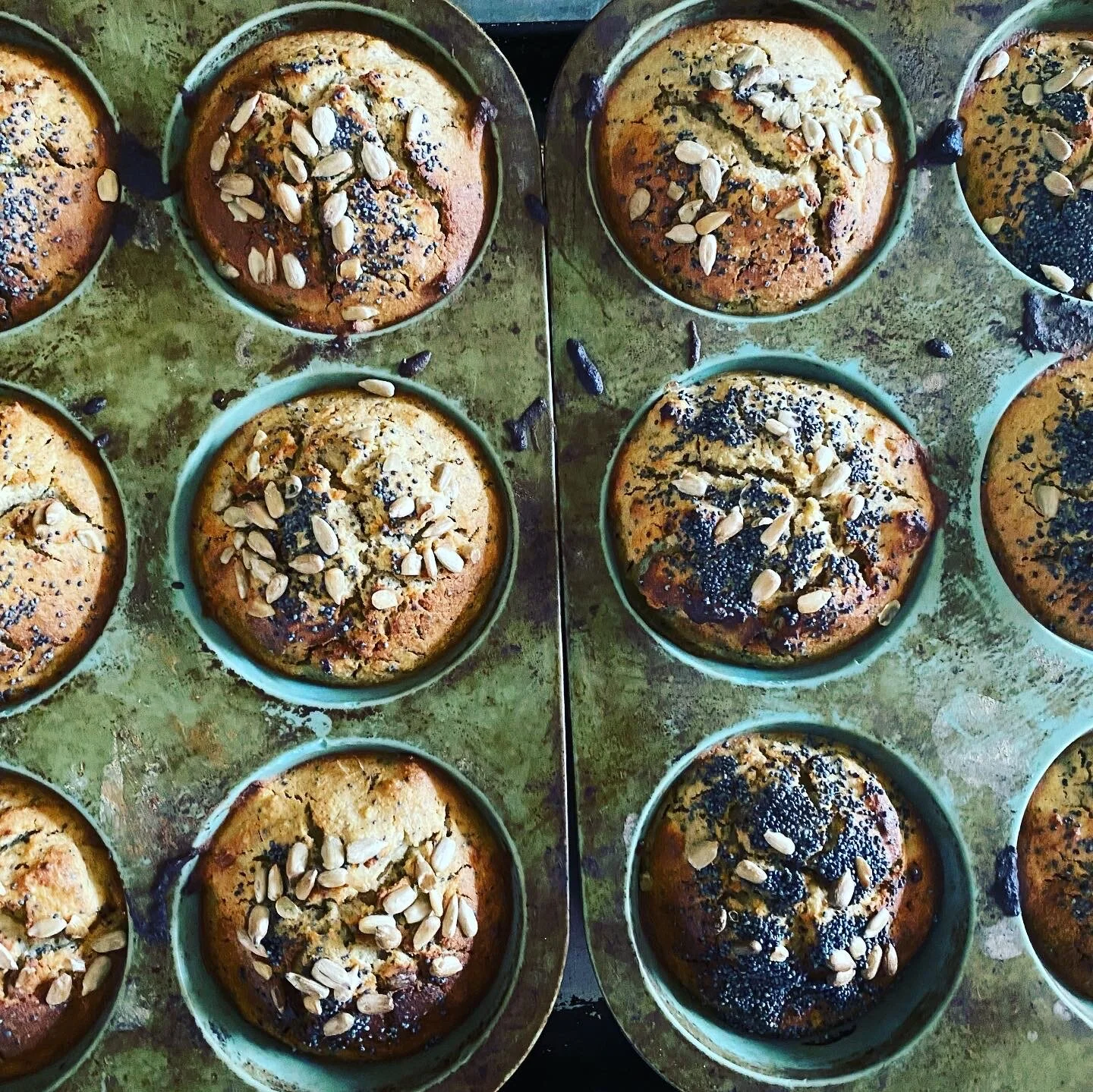 Apple and poppyseed muffins