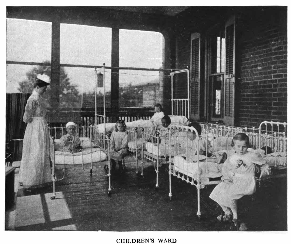  Figure 11: Children’s Ward of the Germantown Dispensary and Hospital. Female Visitors, like the women depicted here, tended to the sick. (Germantown Historical Society) 
