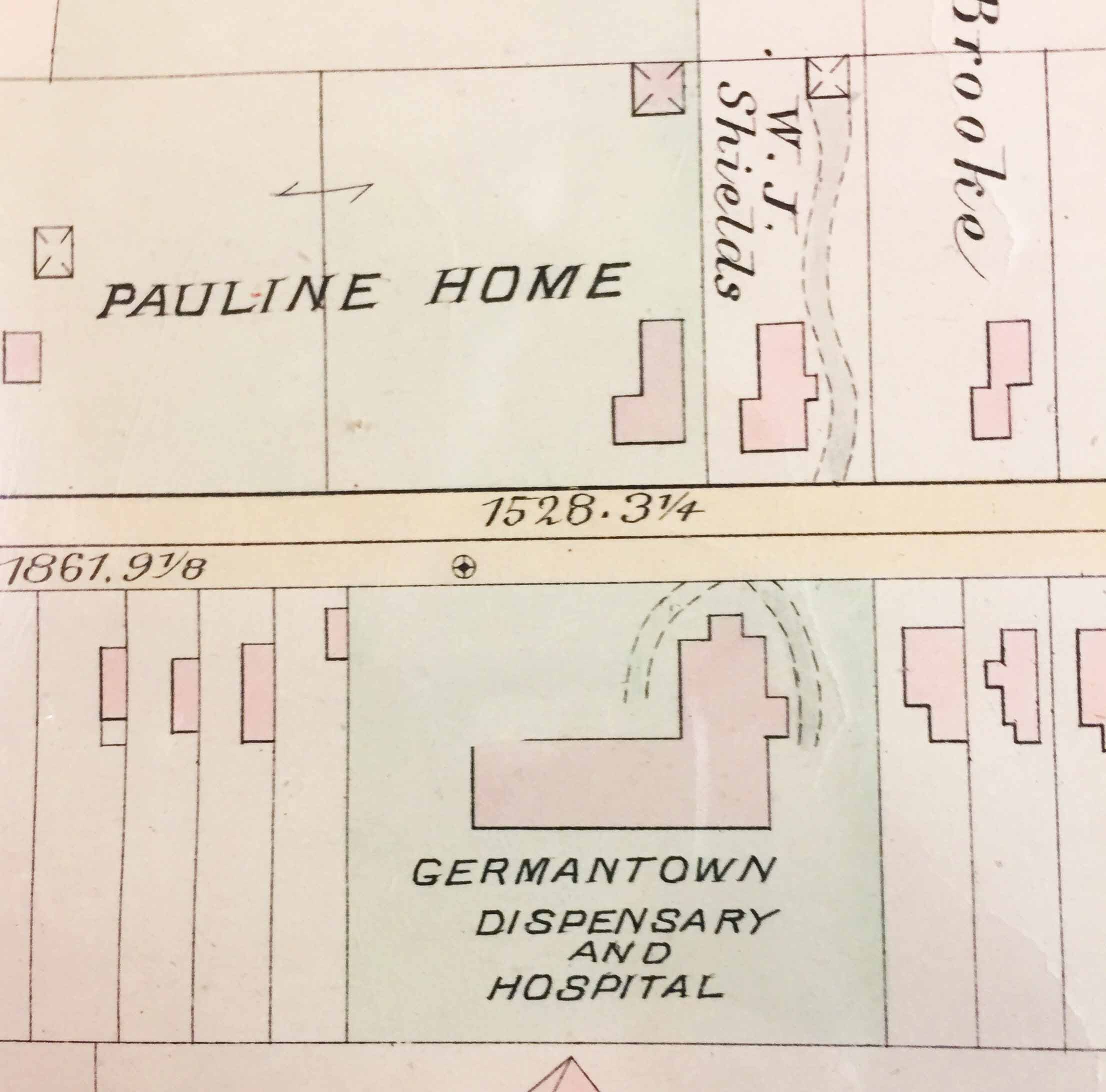  Figure 18: Map showing the location of the Pauline Temporary Home across from the Germantown Hospital. (GHS) 