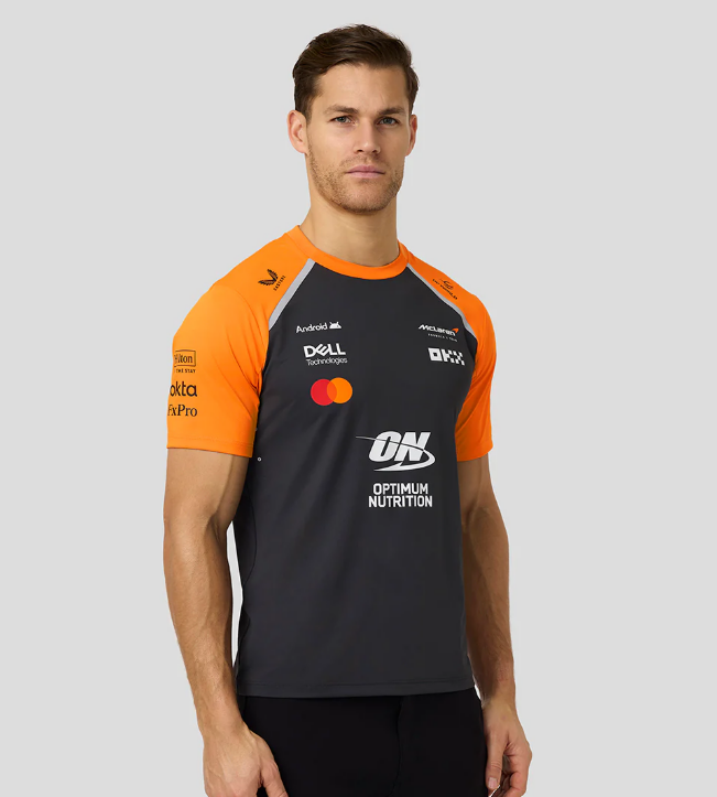 2025 Official Mens McLaren Formula 1 Team Set Up T-Shirt - Phantom/Papaya