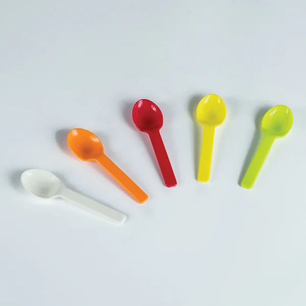 Cucharita de colores (6) para helado de PLA 3in (7,5cm).